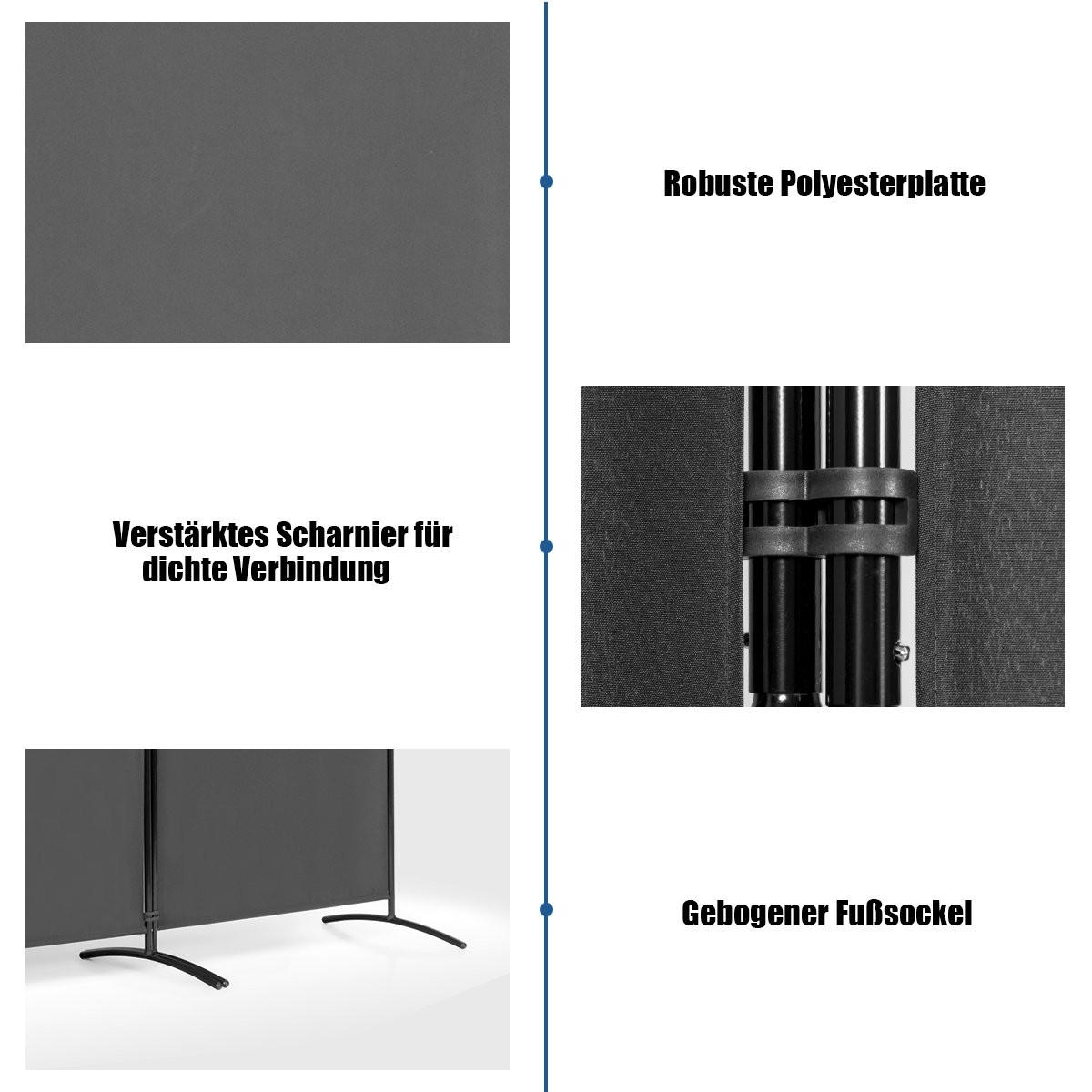 Northix 3-Panel Raumteiler Faltbarer Stoffsichtschutz Grau