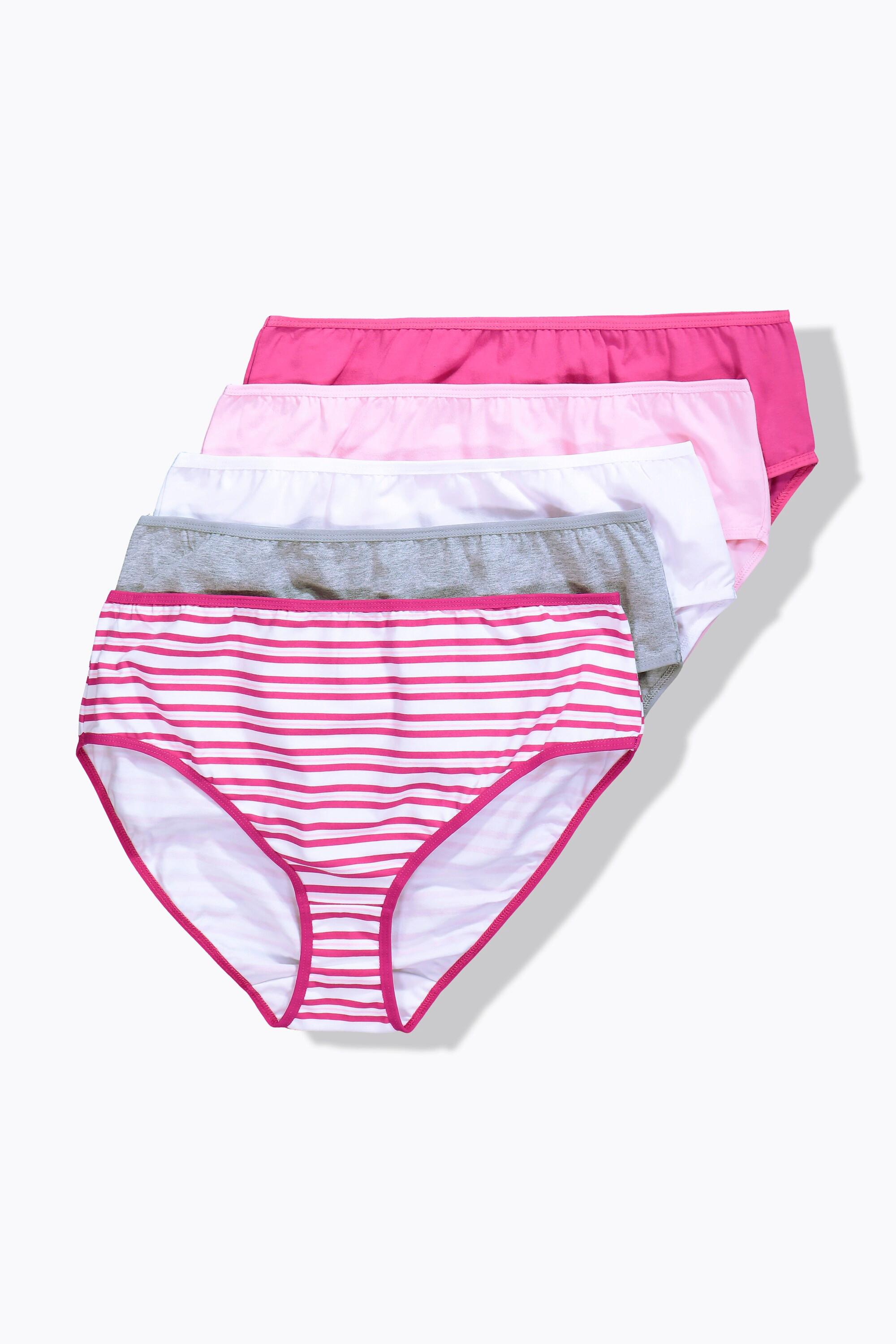 Ulla Popken Midislips, 5er-Pack, Streifen/einfarbig
