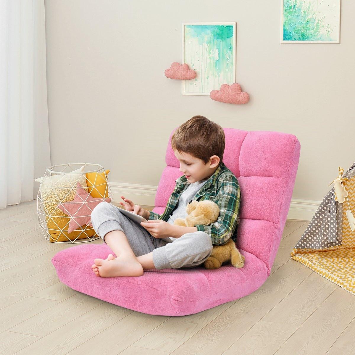 B2X Bodenstuhl Faltbares Lazy Sofa Faul Tatami Bodenkissen Schwarz/Grau/Kaffeebraun-Rosa