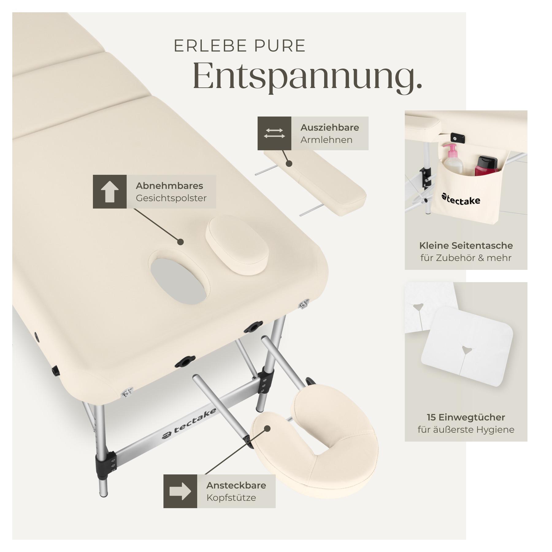 Tectake 3 Zonen Massageliege Ko Tao, Tragetasche, Aluminiumgestell