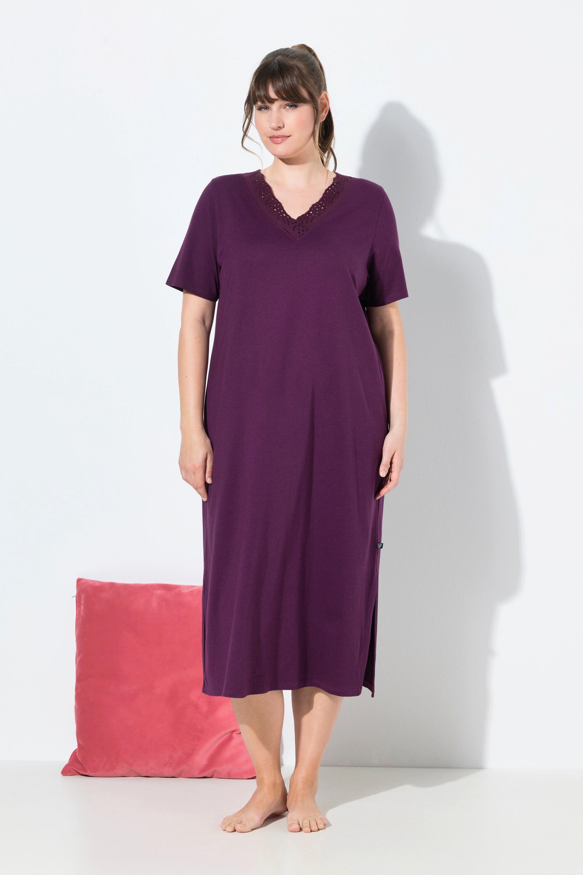 Ulla Popken Nachthemd, Lochstickerei, Halbarm, Modalmix