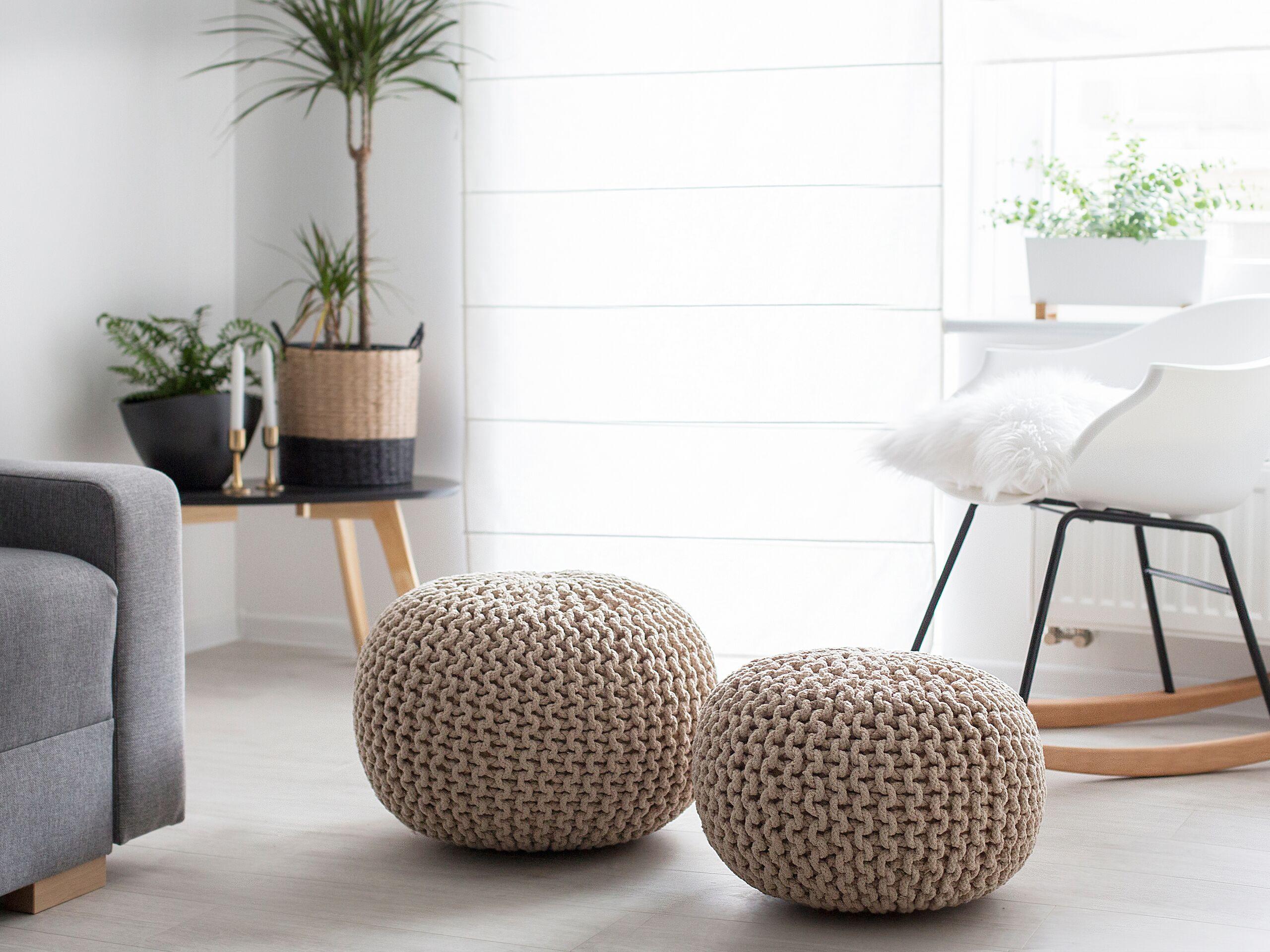 Beliani Pouf aus Baumwolle Landhausstil CONRAD