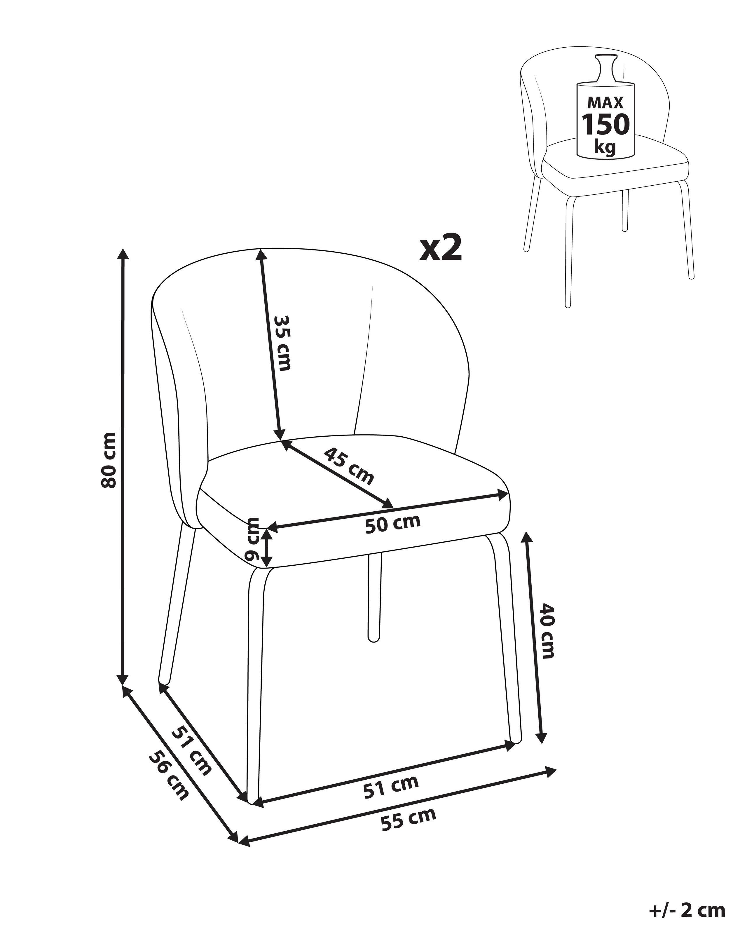 Beliani Esszimmerstuhl 2er Set aus Polyester Modern ZANA