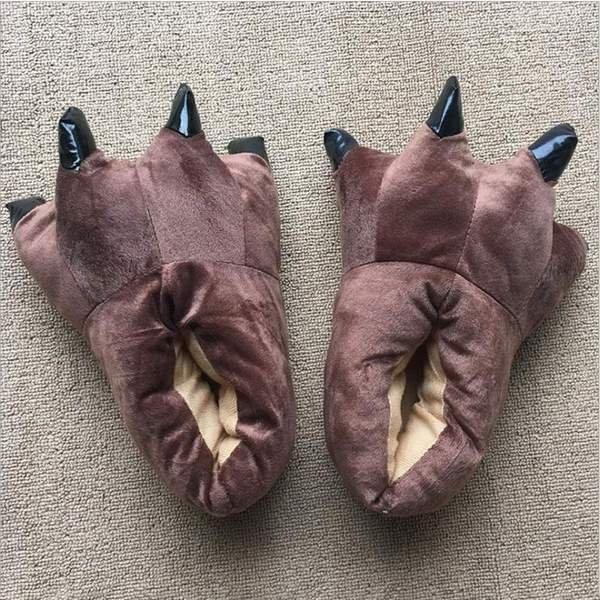 B2X Weiche Hausschuhe mit Krallen, Braun - Größe 39-45