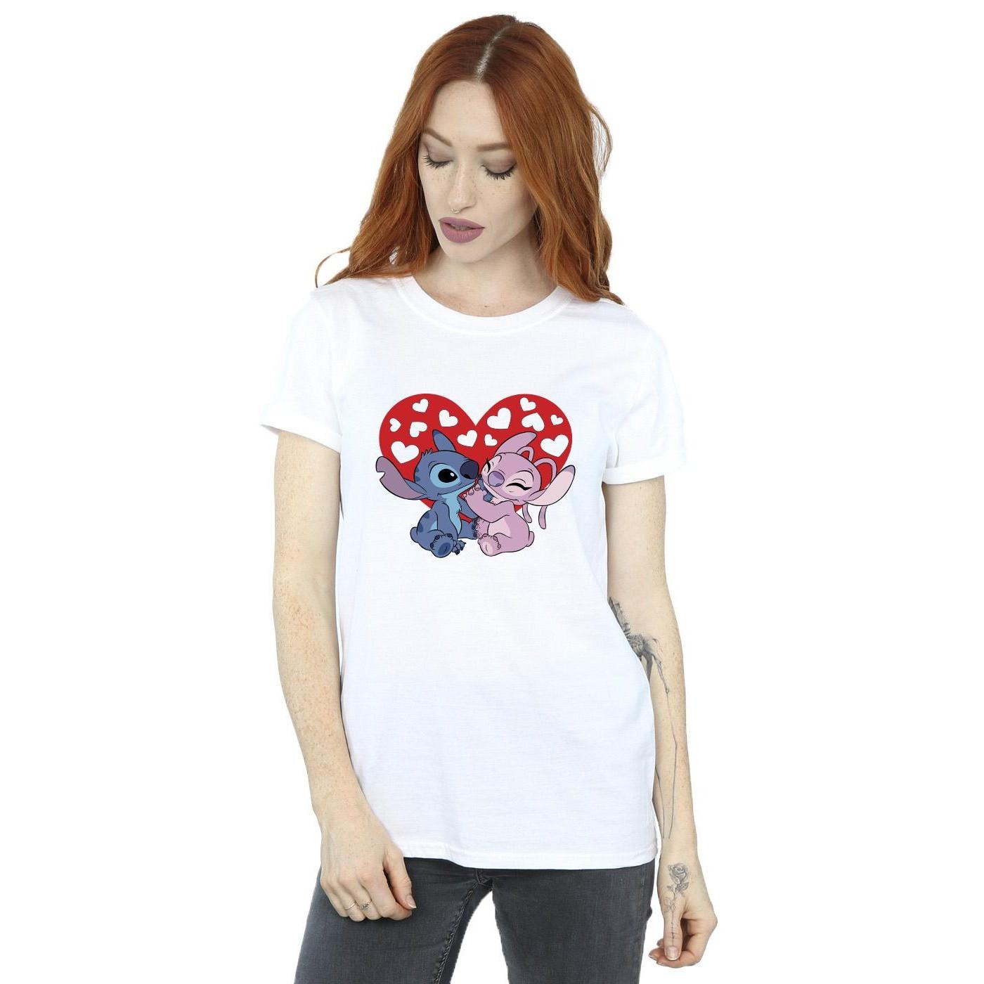 Disney Stitch und Angel Herz Grafik T-Shirt
