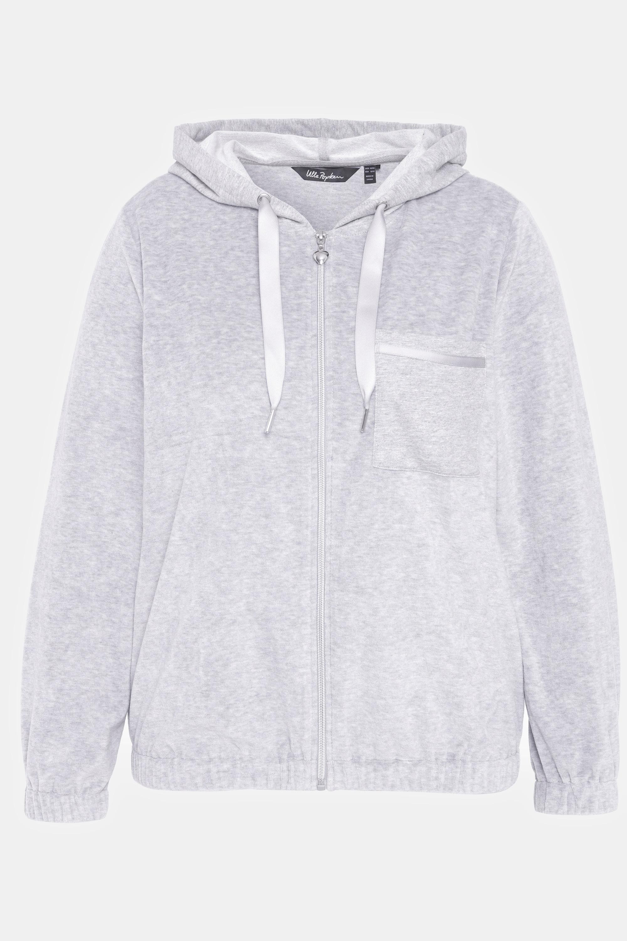 Ulla Popken Loungewear-Jacke, Velourssamt, Sweat-Kapuze