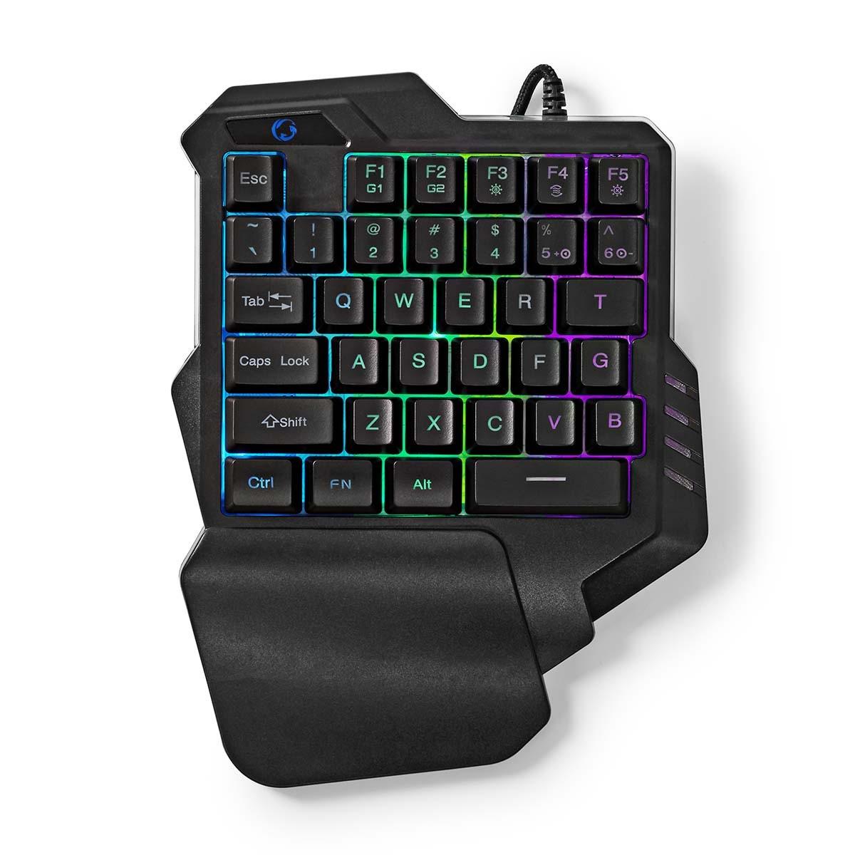 Nedis Kabelgebundene Gaming-Tastatur | USB Typ-A | Membrantasten | RGB | Einhändig | Universal | USB-Stromversorgung | Stromkabellänge: 1,60 m | Gaming