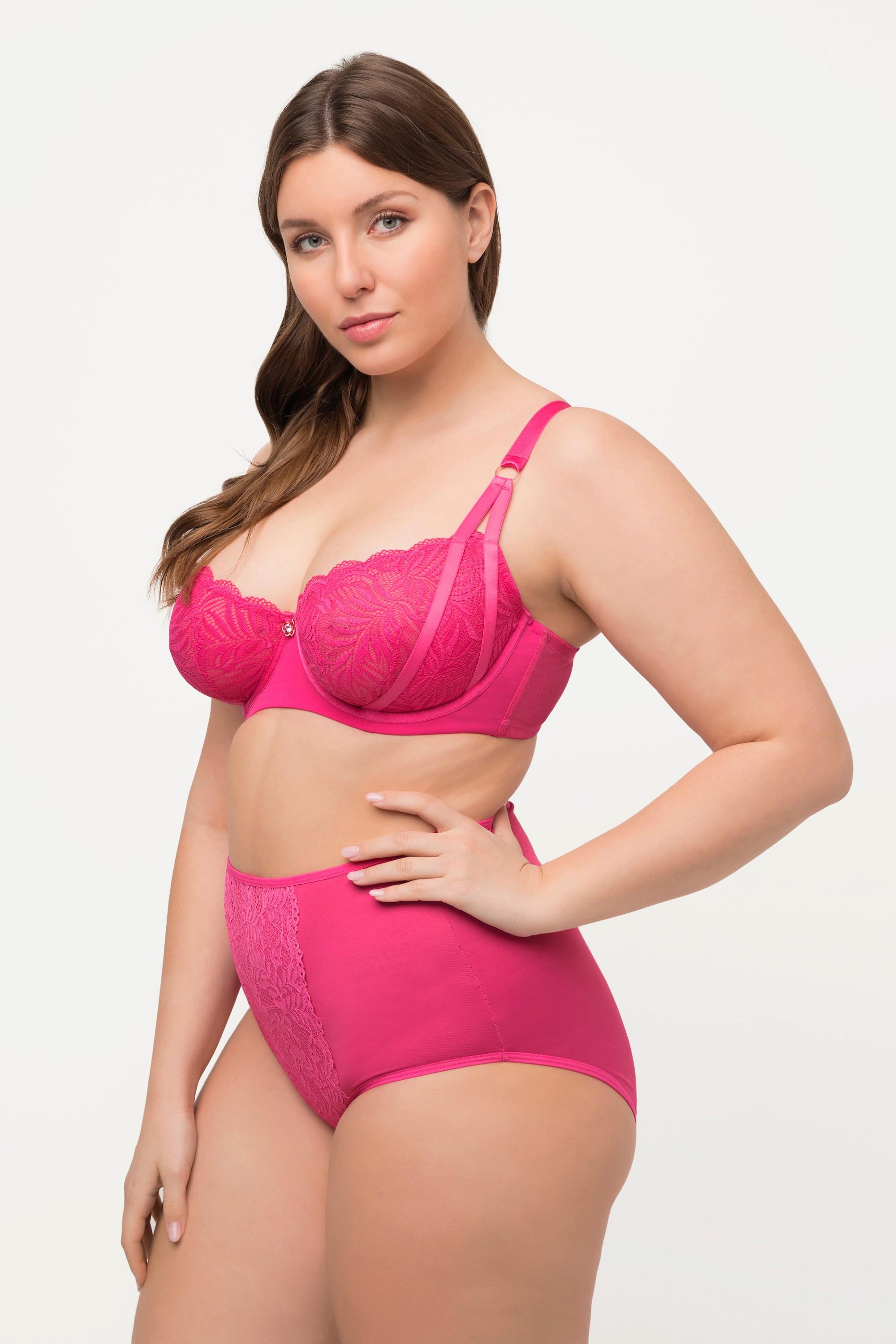 Ulla Popken Bügel-BH, Spitze, Mesh, geteilte Träger, Cup C - E