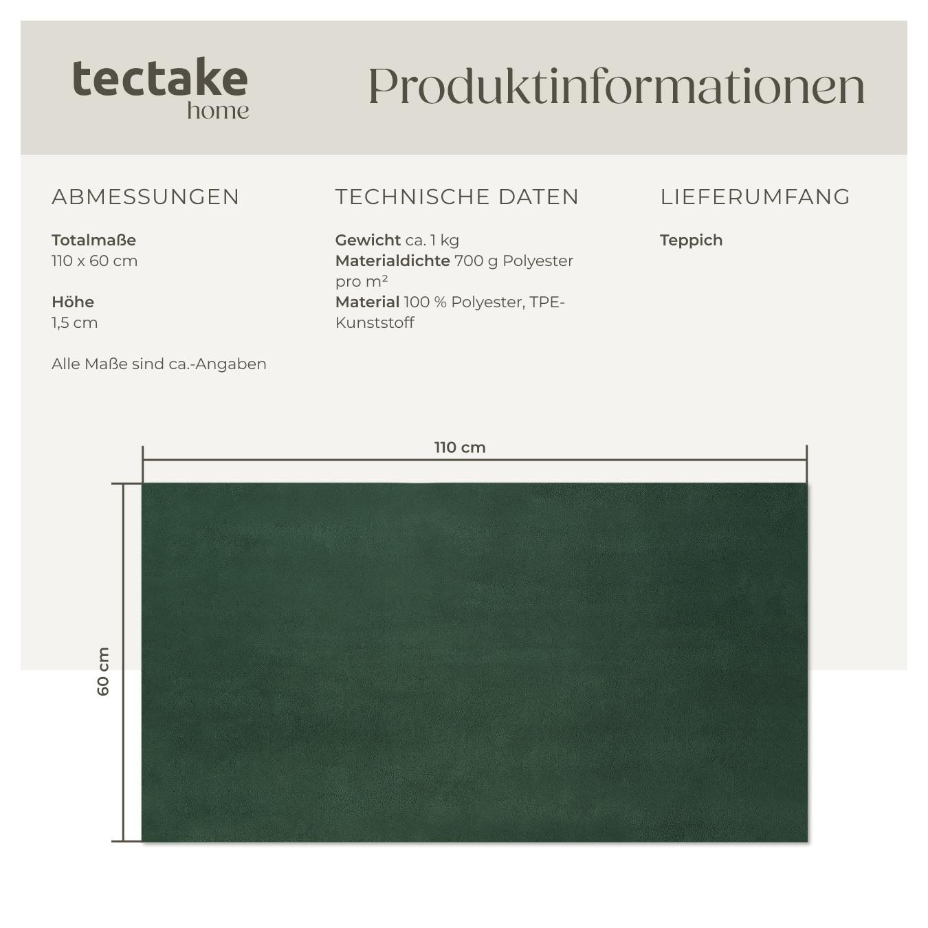 Tectake Kurzflorteppich Soft Zone 60 x 110 cm