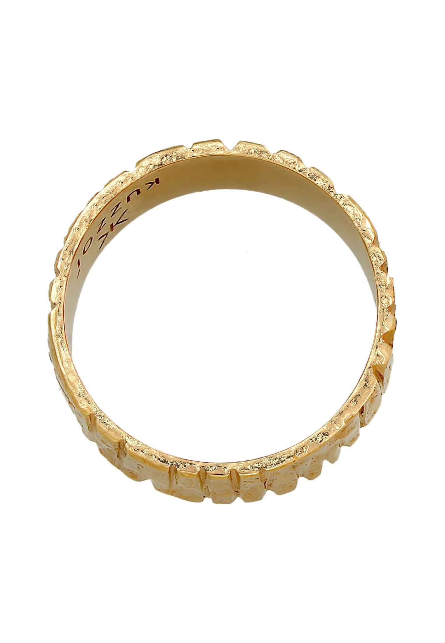 Kuzzoi Ring Bandring Breit Struktur Gehämmert 925 Silber