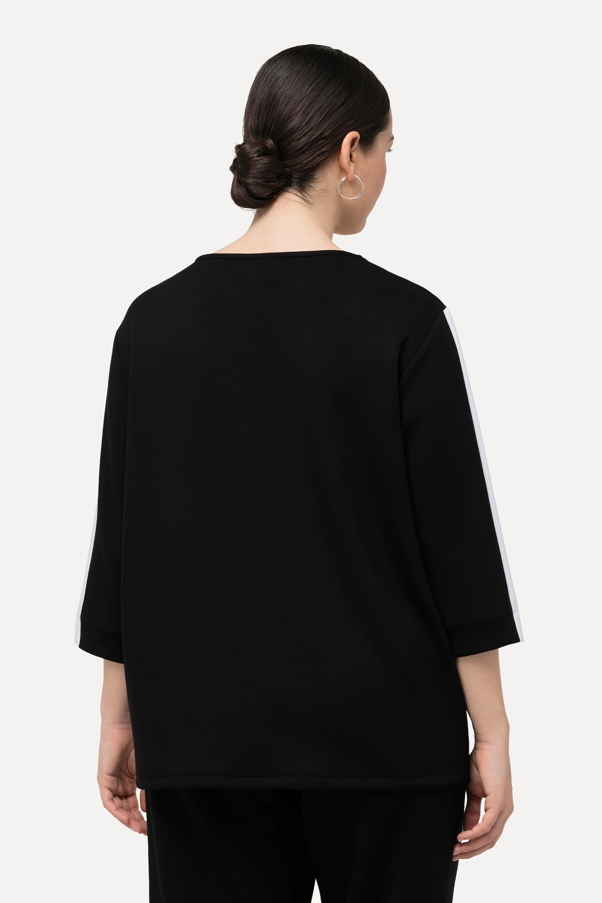 Ulla Popken Sweatshirt, Ösen, Rundhals, 3/4-Arm, extraweich