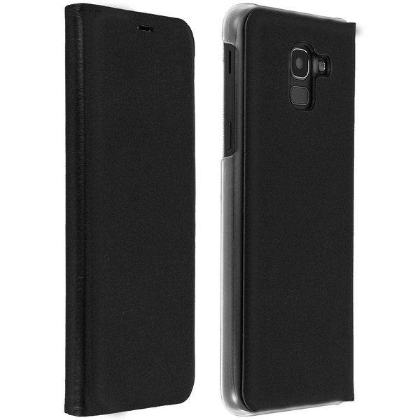 Avizar Flip Book Cover für Galaxy J6 Schwarz
