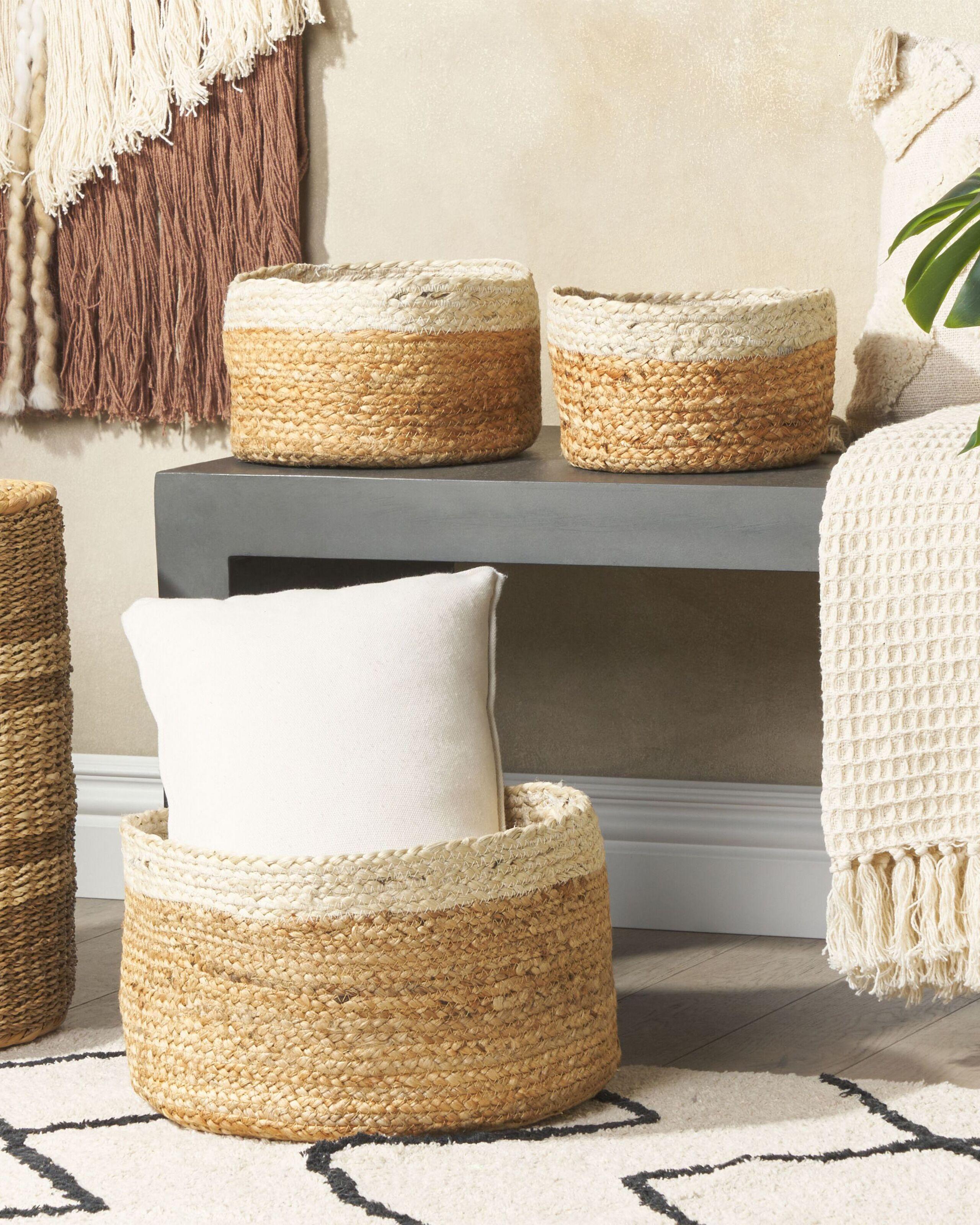 Beliani Aufbewahrungskorb 3er Set aus Jute Boho TAJORI