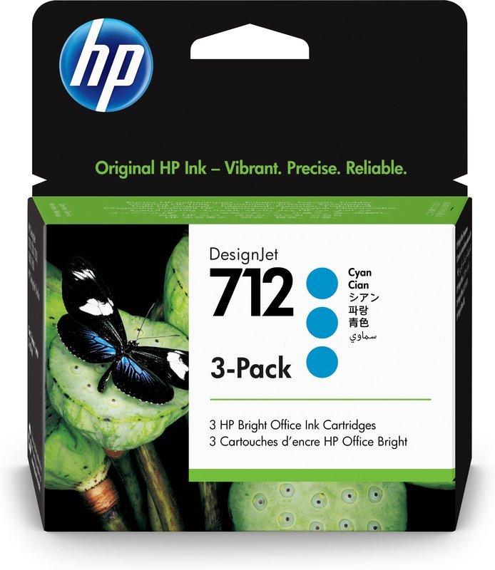 Hewlett-Packard HP Tintenpatrone 712 cyan 3ED77A DesignJet T230/250/630 3 Stück