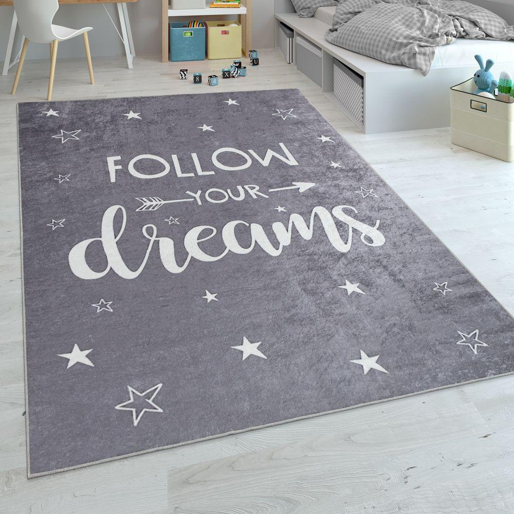 Paco Home Teppich Kinderzimmer Spruch Motiv Sterne