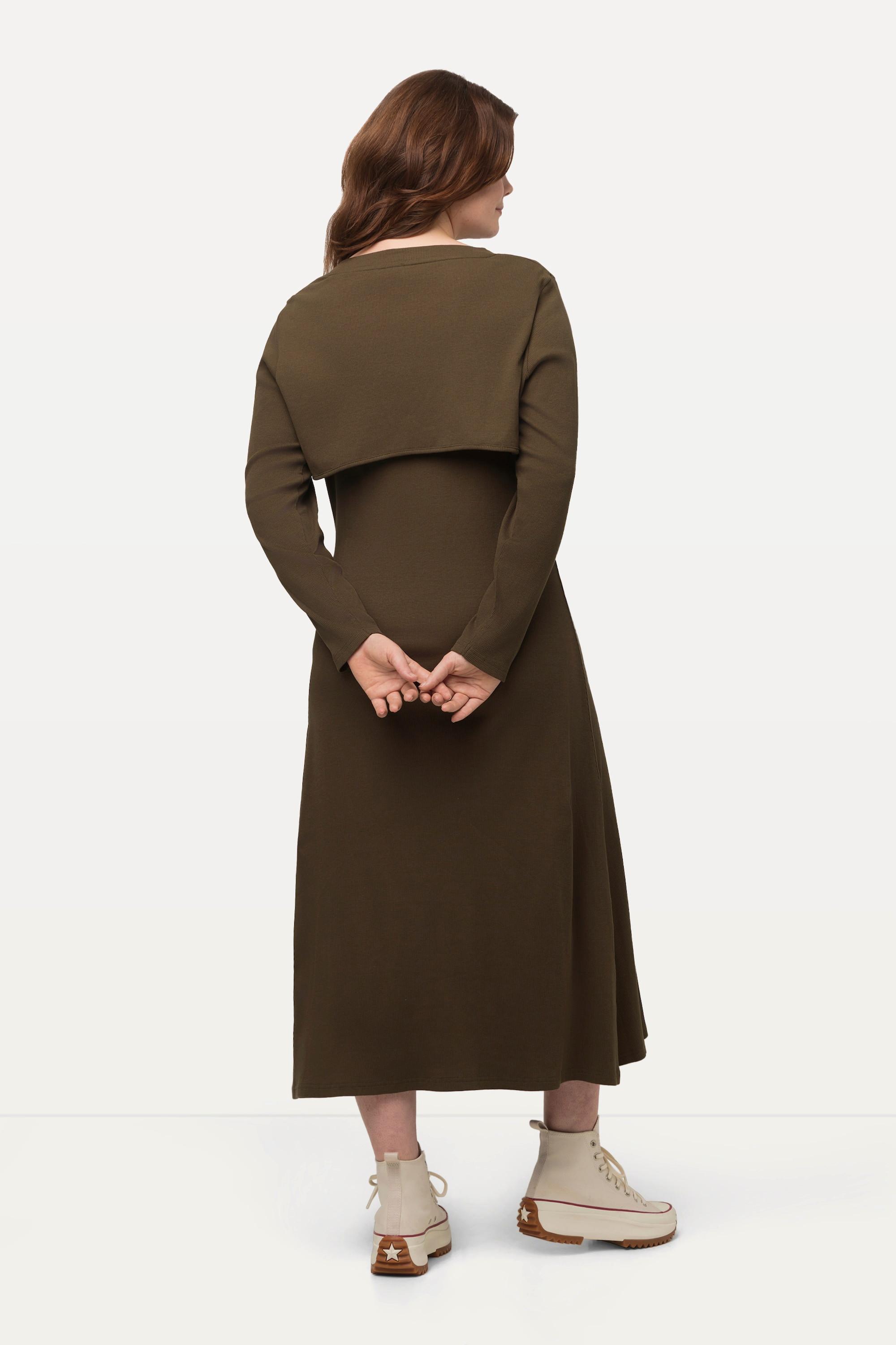 Ulla Popken Midikleid mit Bolero-Shirt und Carree-Ausschnitt