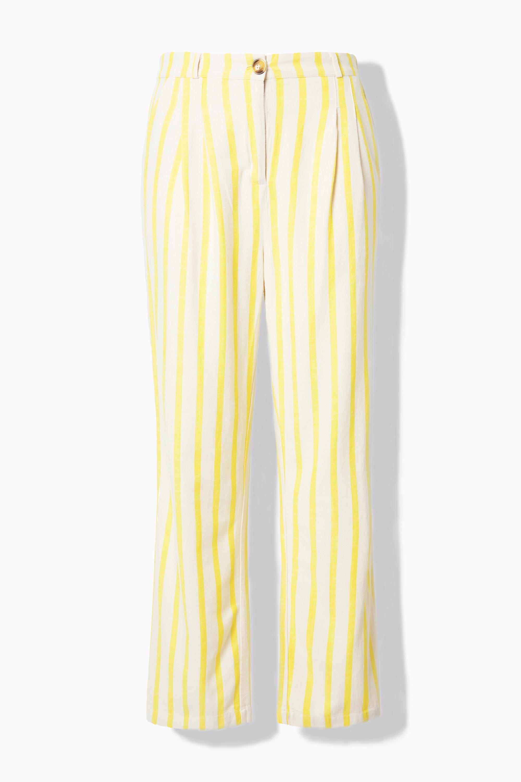 Studio Untold Hose, Wide Legs, Leinenoptik, Streifen