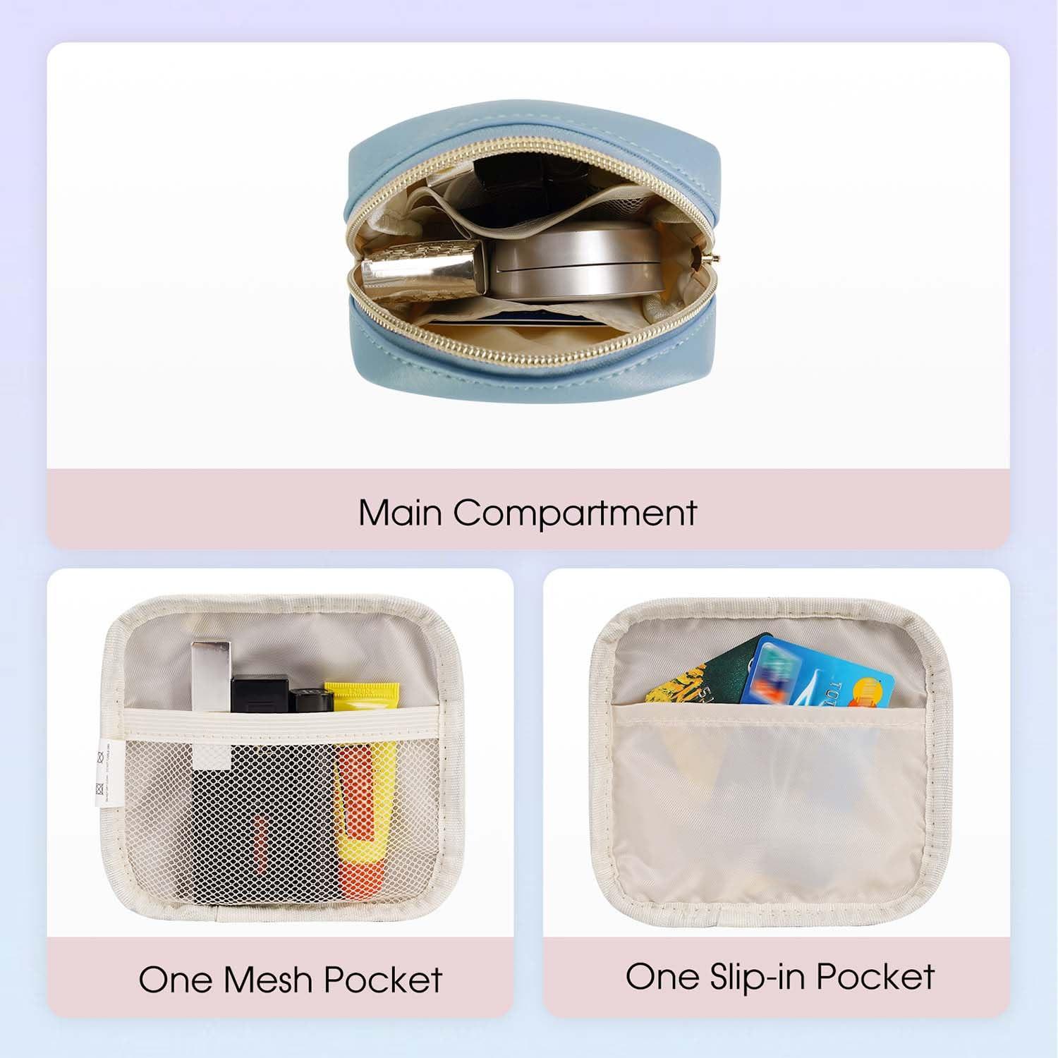 Only-bags.store Kleine für Handtasche Mini Make Up Tasche PU Leder Portable Make up Tasche mit Reißverschluss Kleine für Handtasche Mini Make Up Tasche PU Leder Portable Make up Tasche mit Reißverschluss