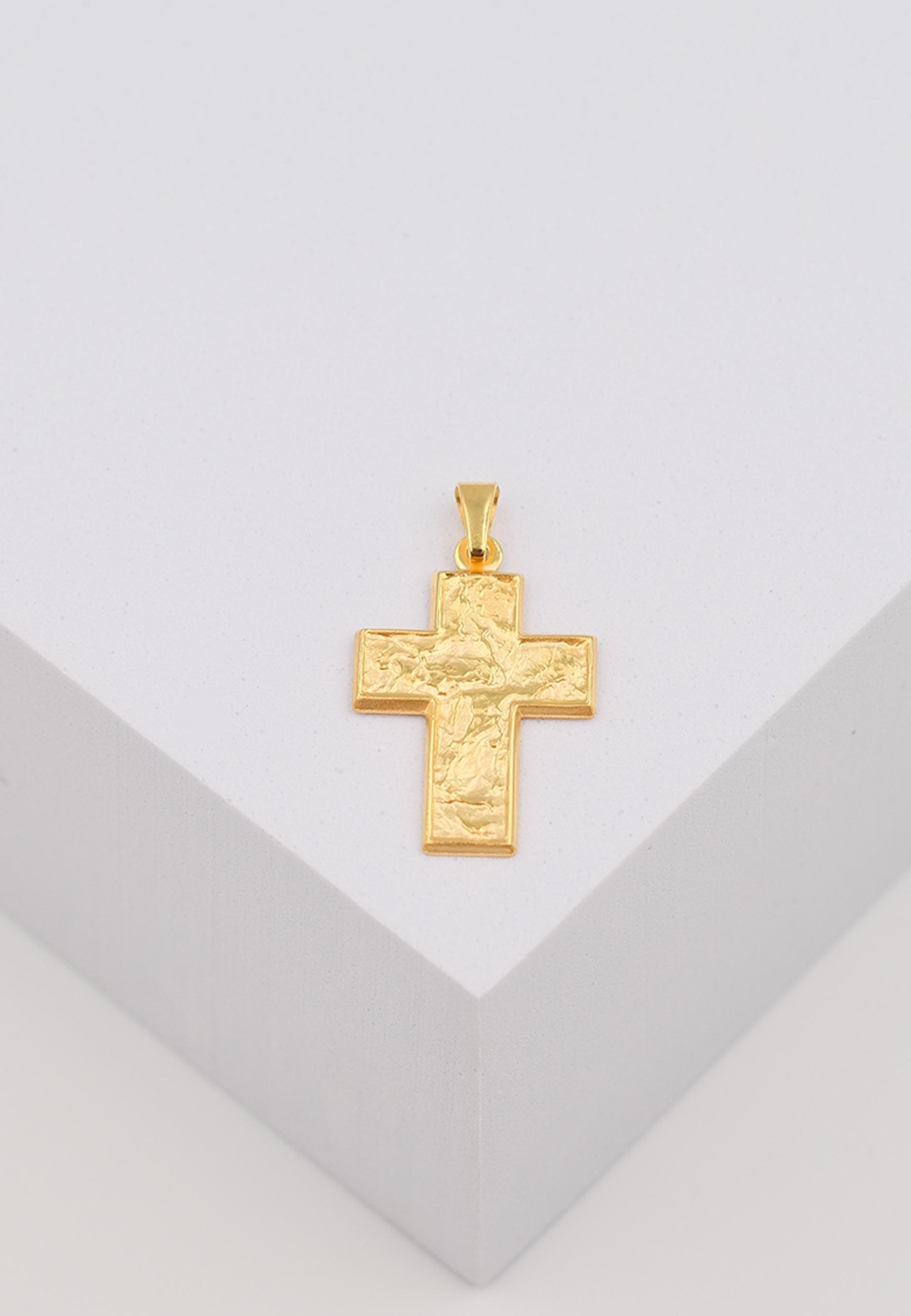 MUAU Schmuck Anhänger Kreuz Gelbgold 750, 28x15mm