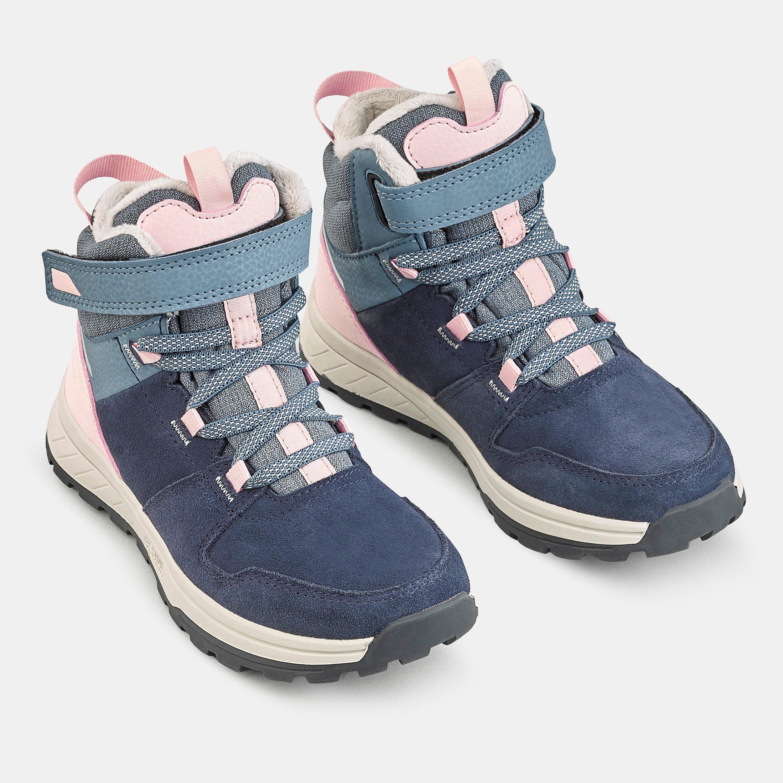 QUECHUA Winterschuhe Kinder Leder Klett warm wasserdicht - SH500