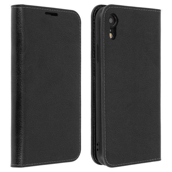 Avizar Cover Echtleder Apple iPhone XR Schwarz