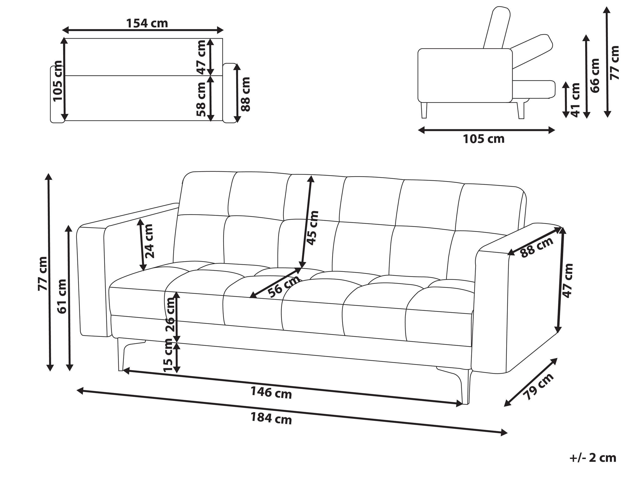 Beliani 3 Sitzer Sofa aus Polyester Minimalistisch ALNES