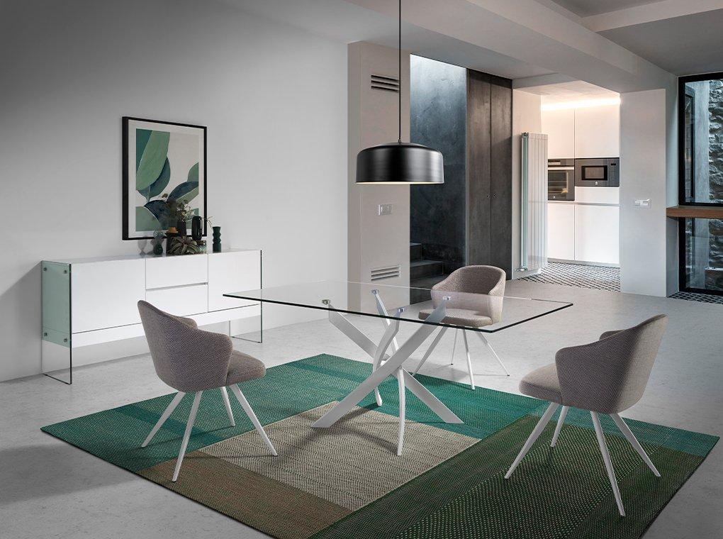 ANGEL CERDA Weißes Sideboard mit Glasseiten