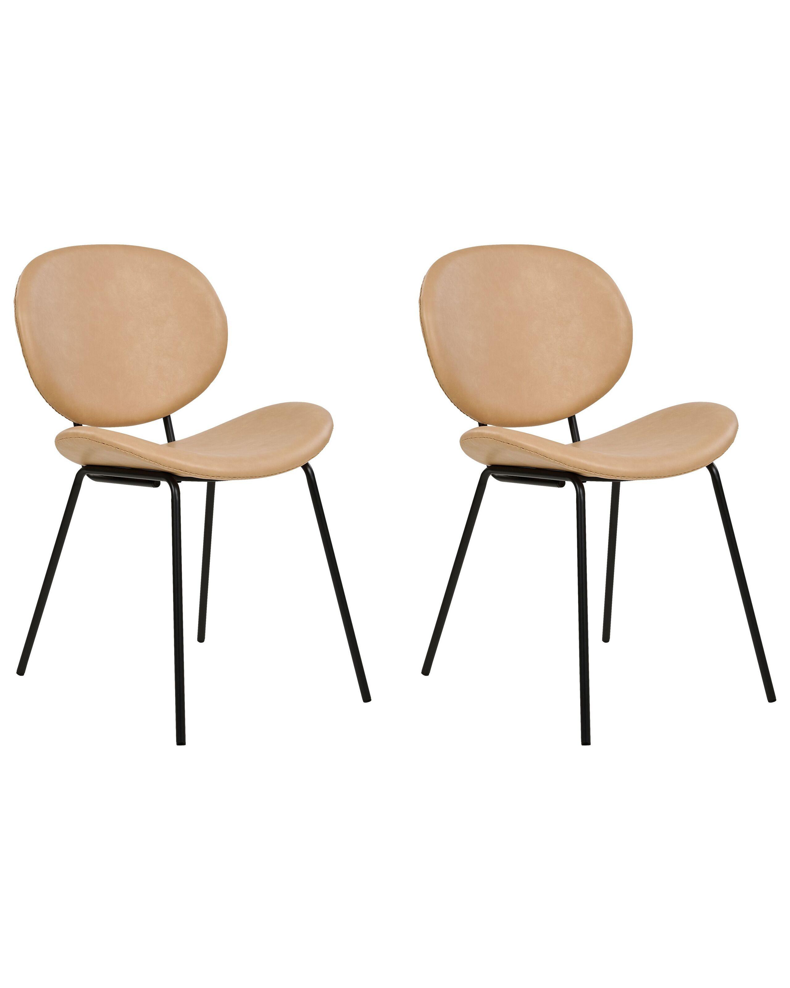 Beliani Esszimmerstuhl 2er Set aus Kunstleder Klassisch LUANA