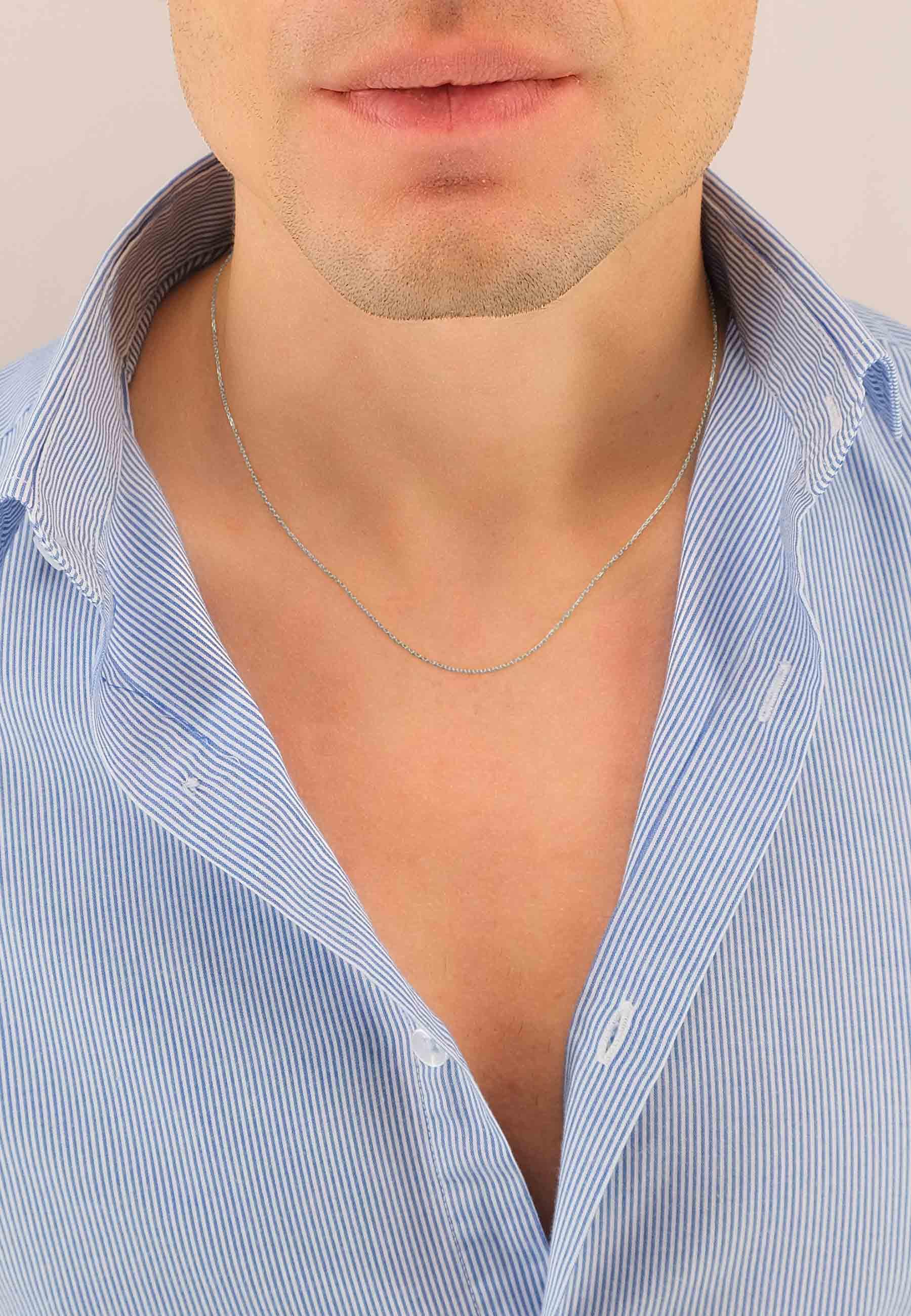 MUAU Schmuck Collier Anker Weissgold 750, 0.9mm, 45cm