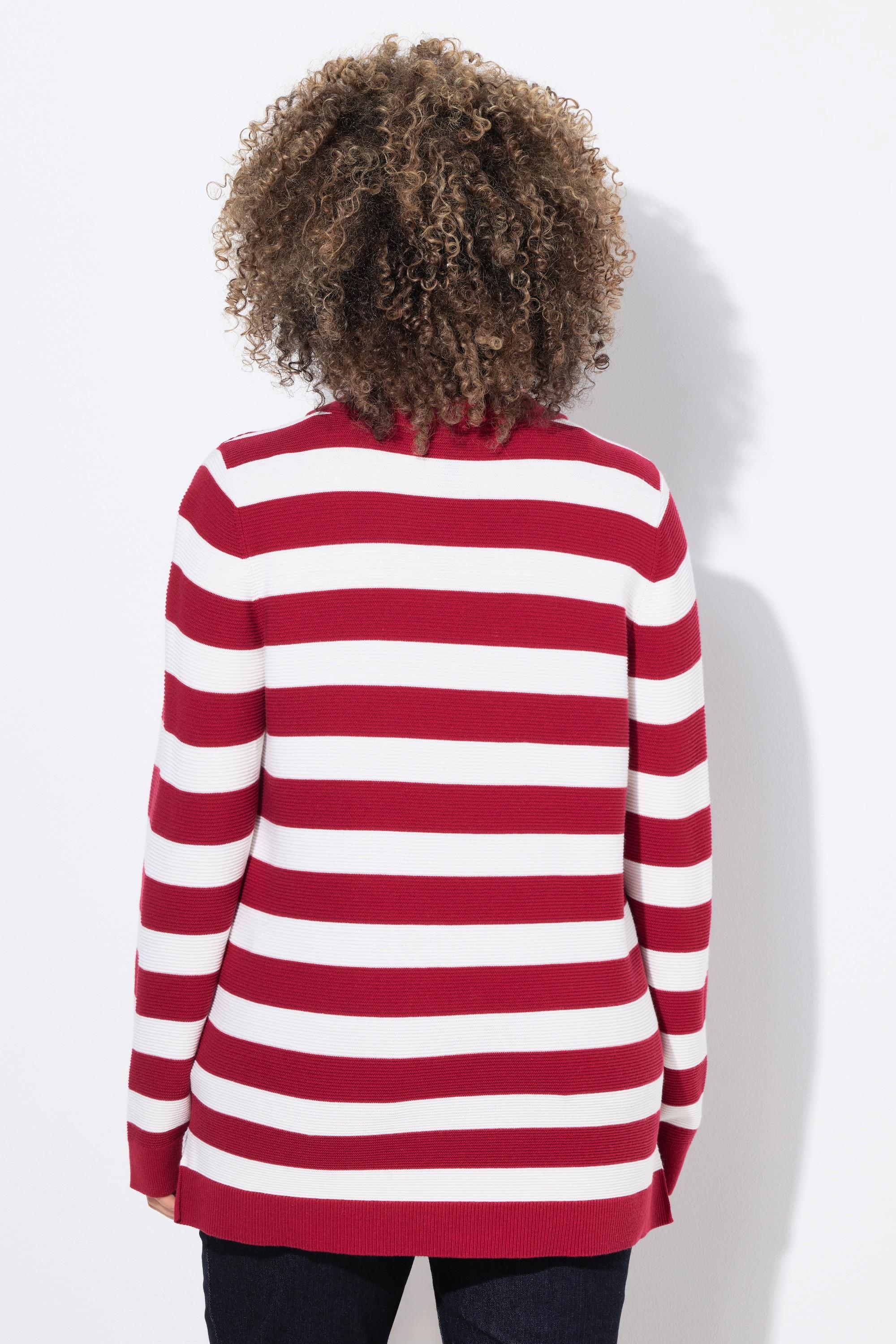 Ulla Popken Pullover, Ringel, Linksstrick, Polokragen, Langarm