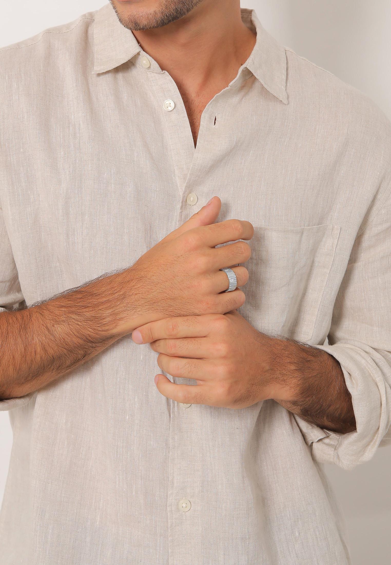 Kuzzoi Ring Bandring Breit Struktur Gehämmert 925 Silber