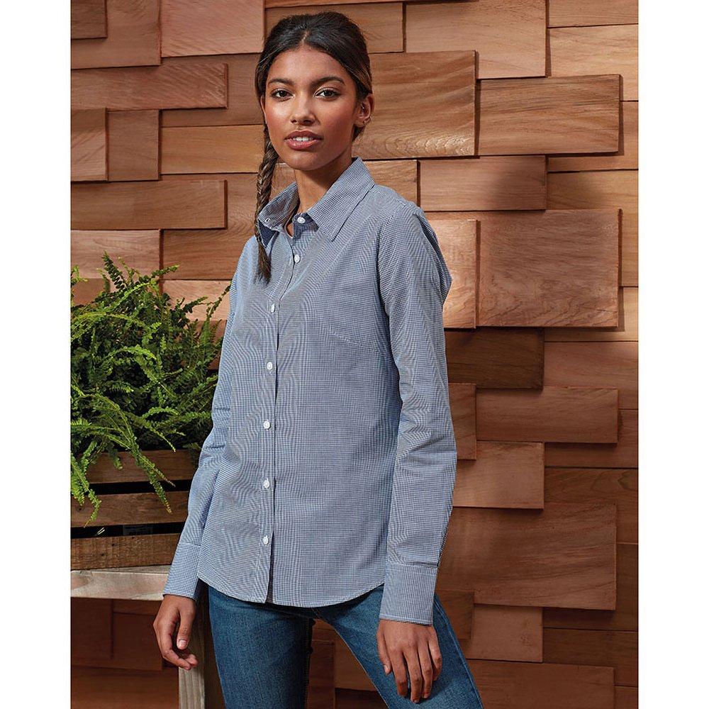 PREMIER Mikro Karo Langarm Bluse