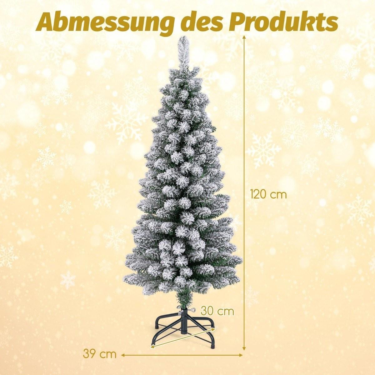 Northix Künstlicher Weihnachtsbaum Bleistift 120 cm Tannenbaum mit Schnee Grün