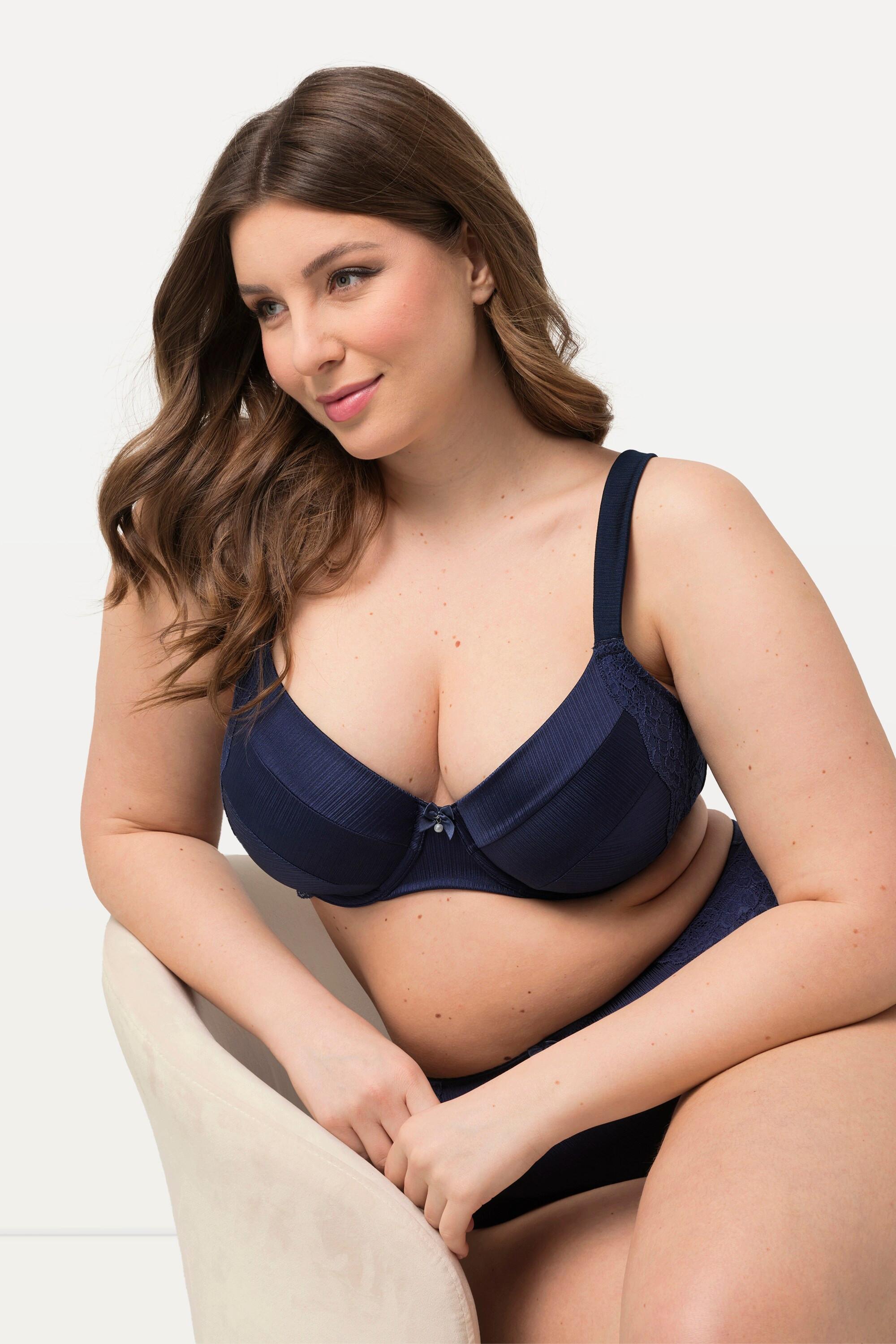 Ulla Popken Bügel-BH, Softcups, Satin, Spitze, Cup B - F