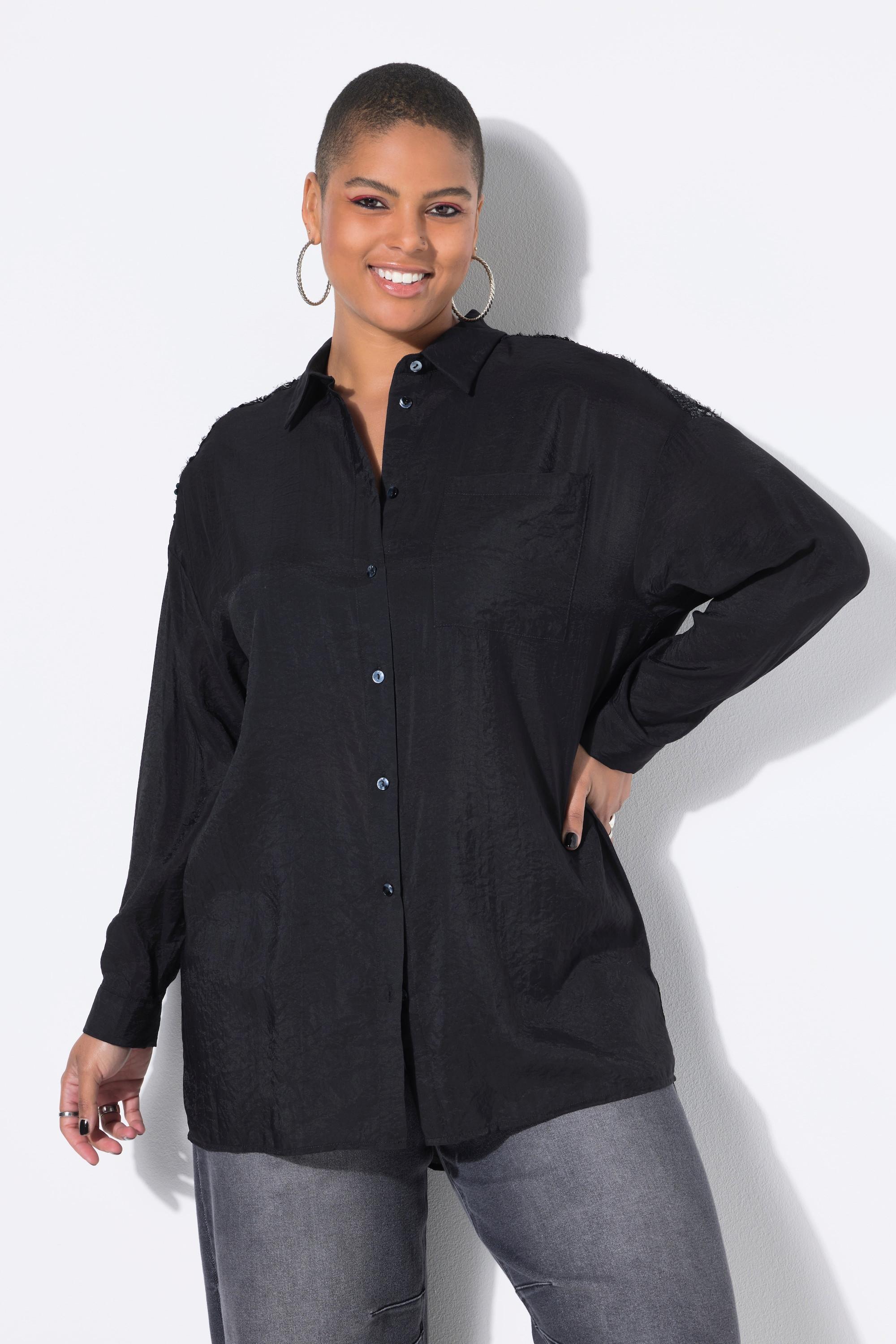 Studio Untold Bluse, oversized, Fransen und Pailletten auf den Schultern