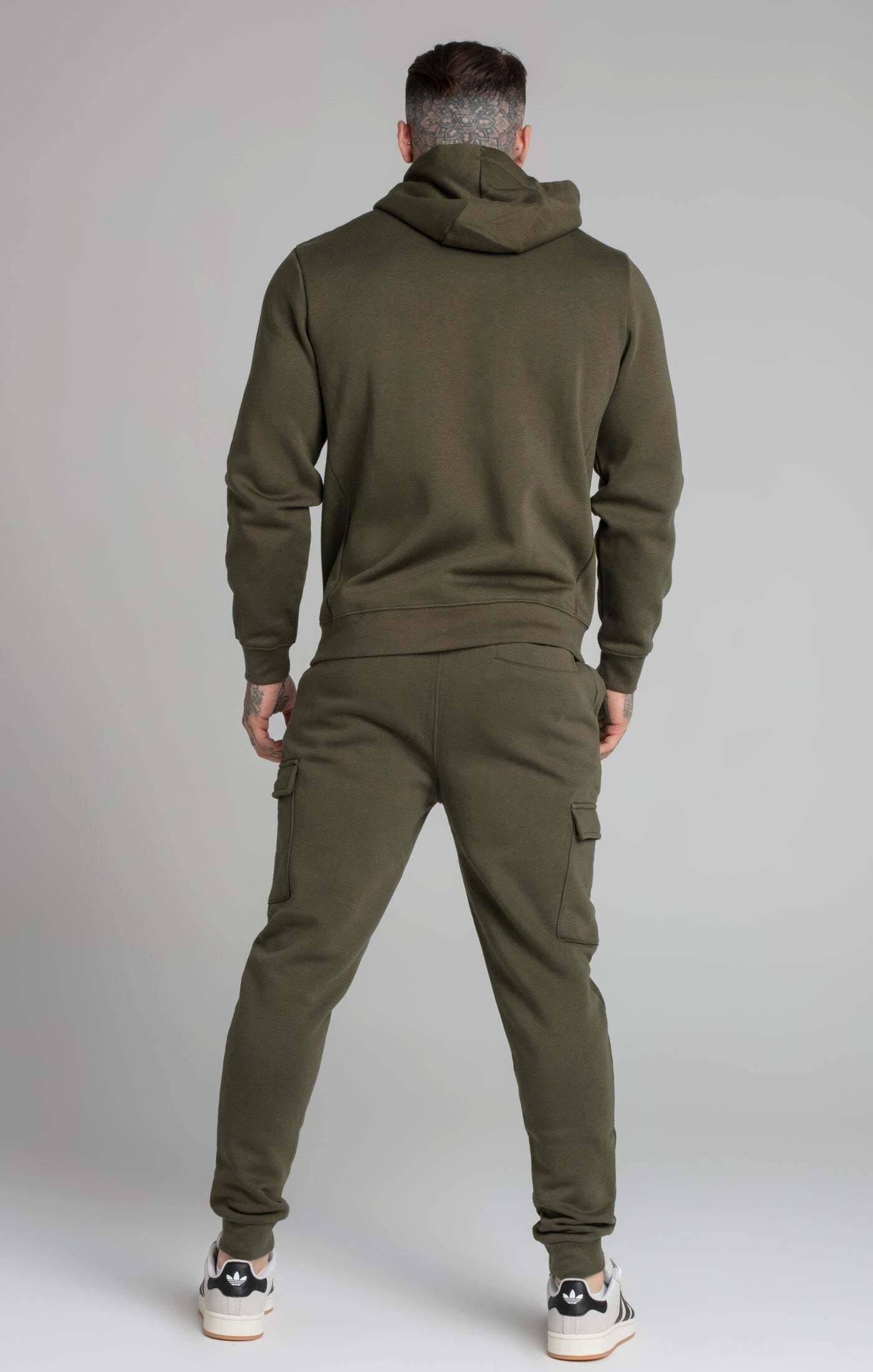 Sik Silk Kapuzenpullover Khaki Essential Zip Through Funnel Hoodie