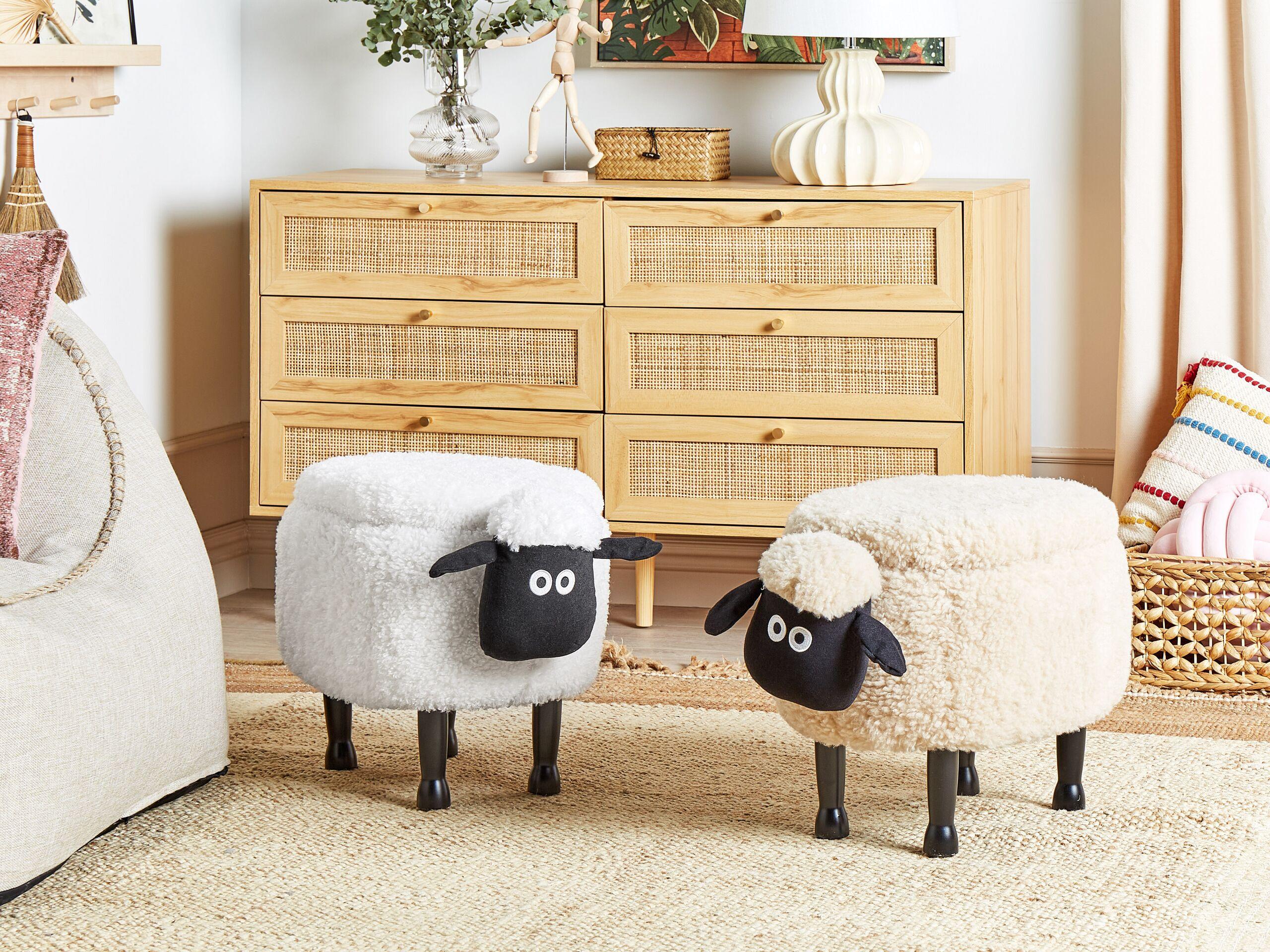 Beliani Tierhocker mit Stauraum aus Polyester Modern SHEEP