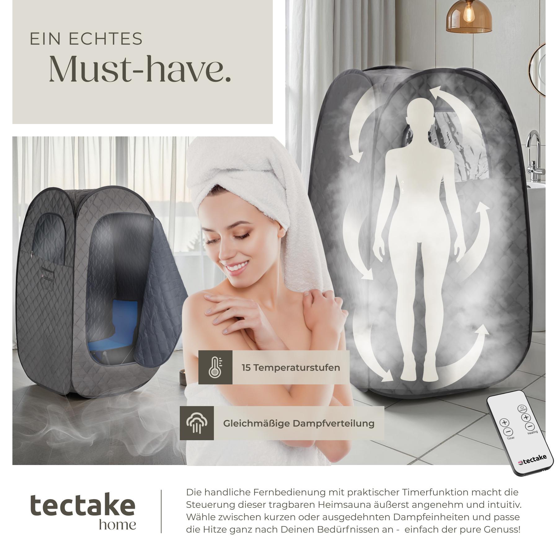 Tectake Mobile Dampfsauna ThermaLuxe I, 1000 W, 15 Temperaturstufen