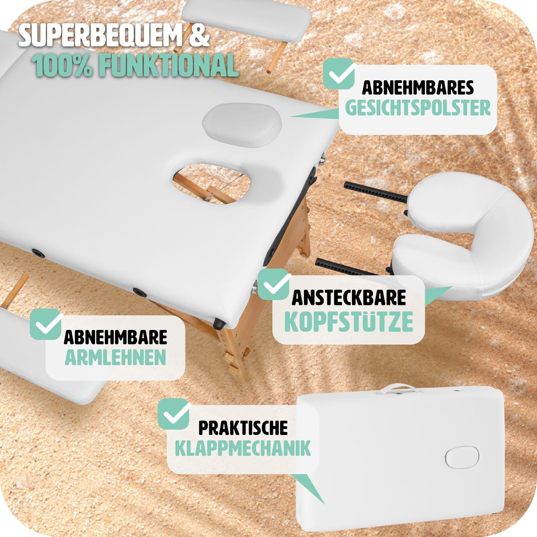 Tectake 2 Zonen Massageliege mit 5cm Polsterung und Holzgestell