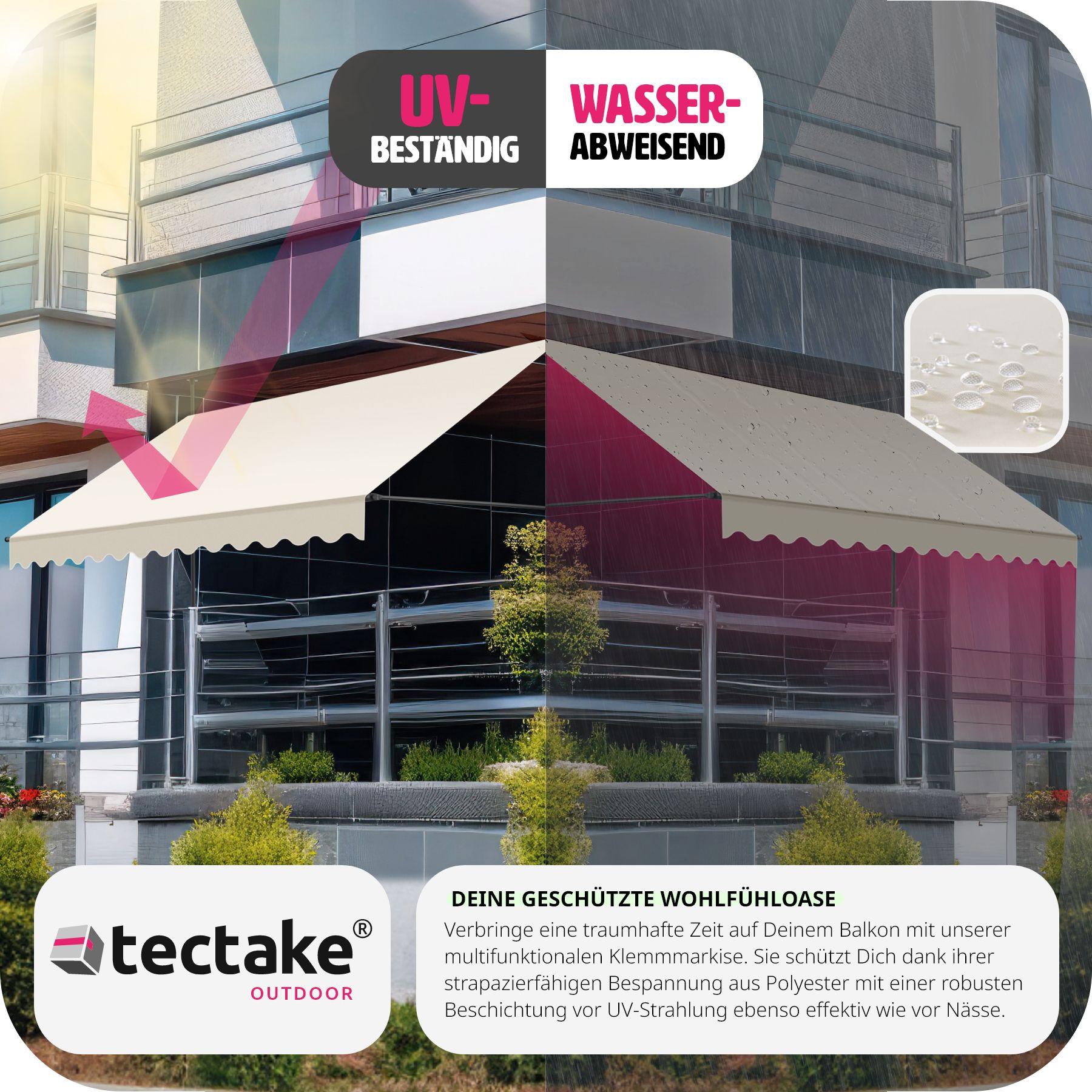 Tectake Klemmmarkise mit Handkurbel, höhenverstellbar