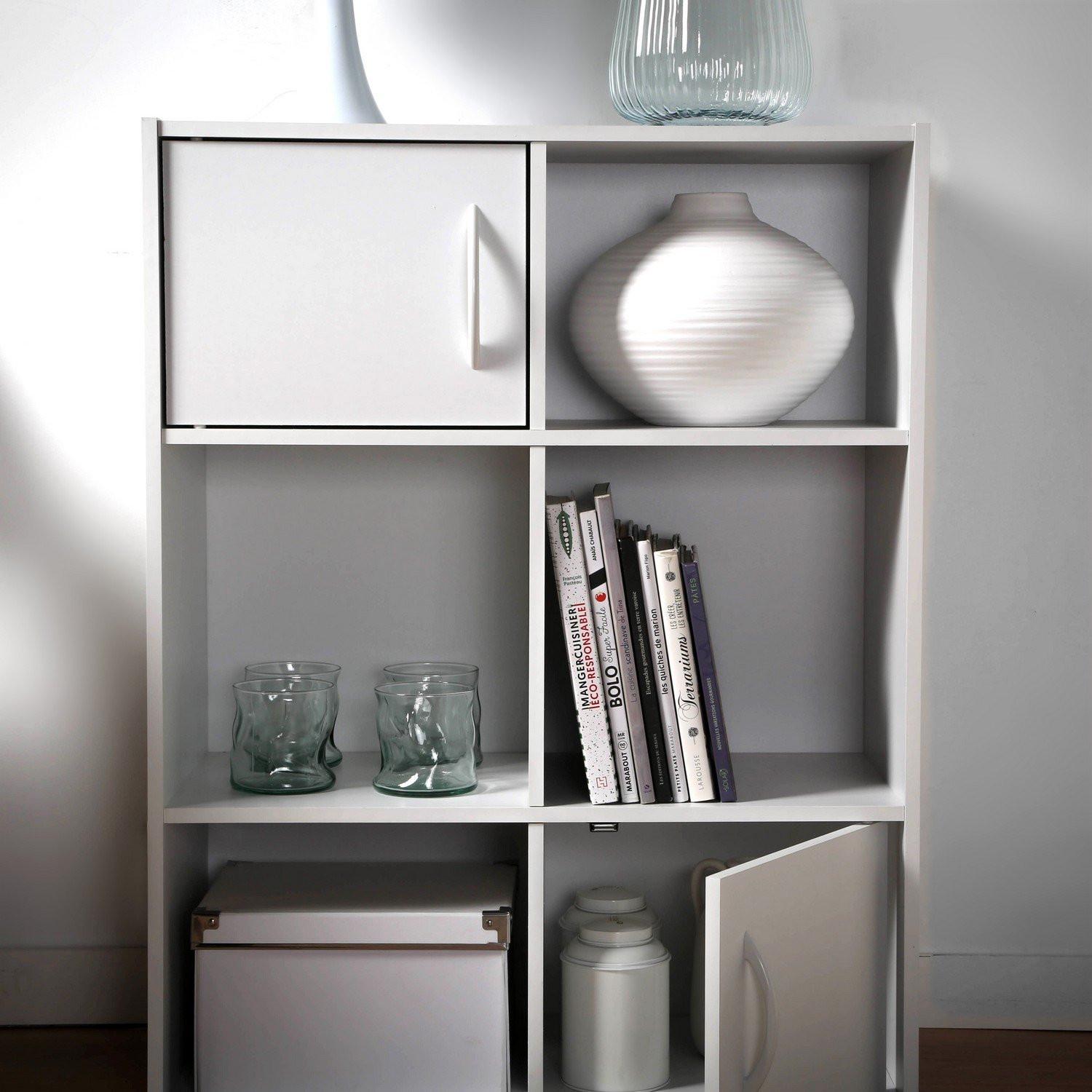 Calicosy Aufbewahrungsregal 6 Fächer mit 2 Türen - L61,5 cm