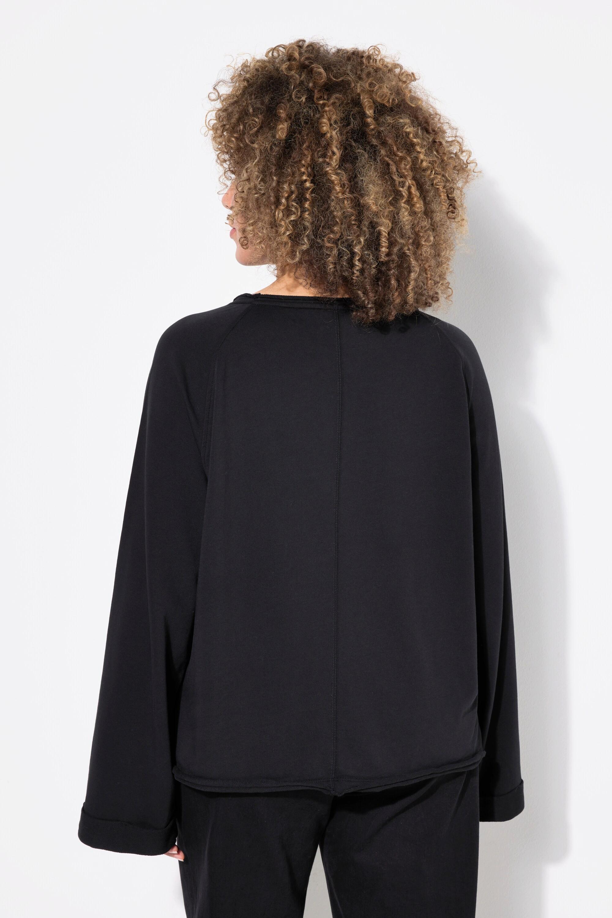 Ulla Popken Sweatshirt, Rollkanten, Rundhals, Langarm