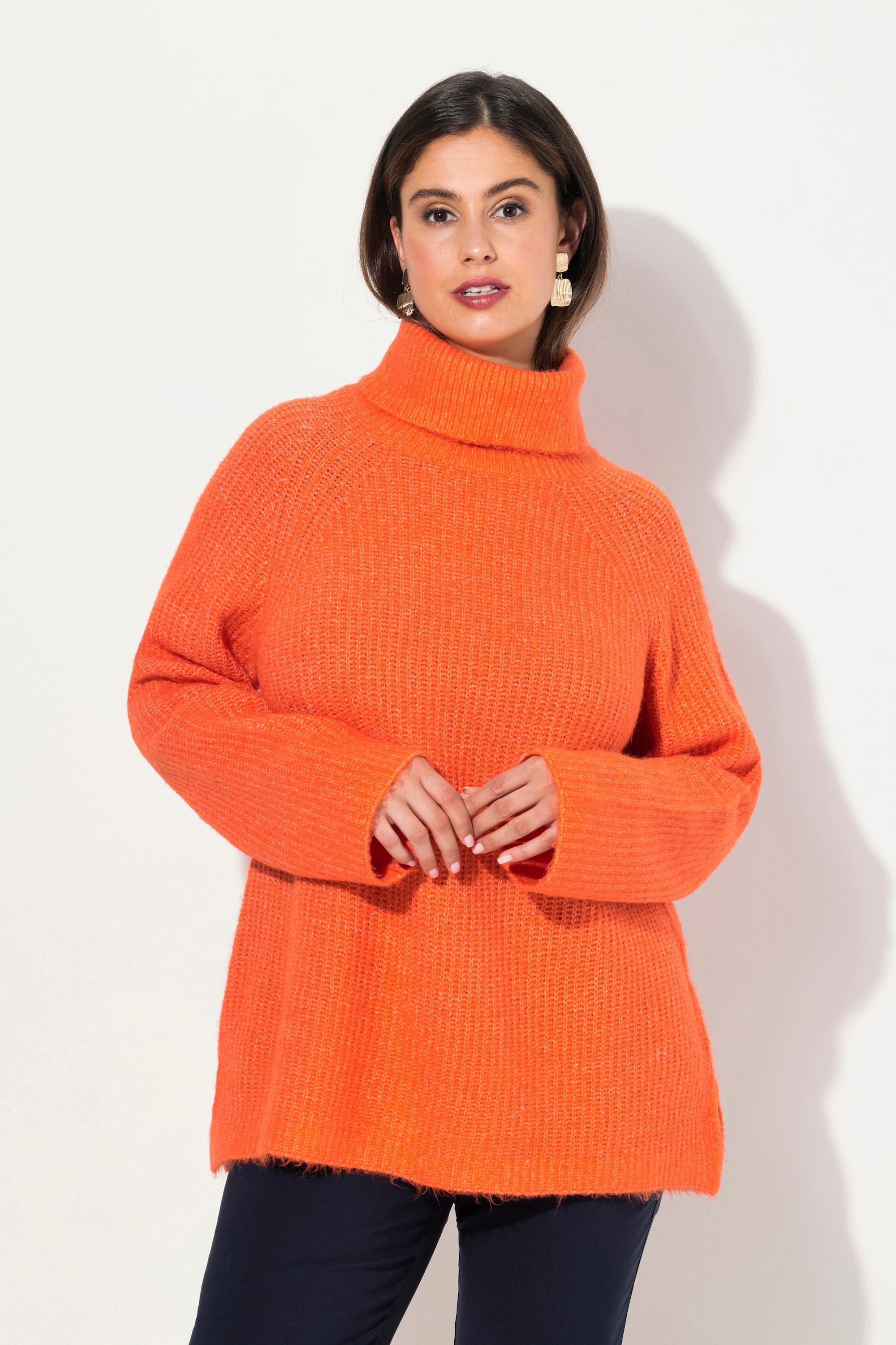 Ulla Popken Pullover, Rippstrick, Rollkragen, Langarm, recycelt