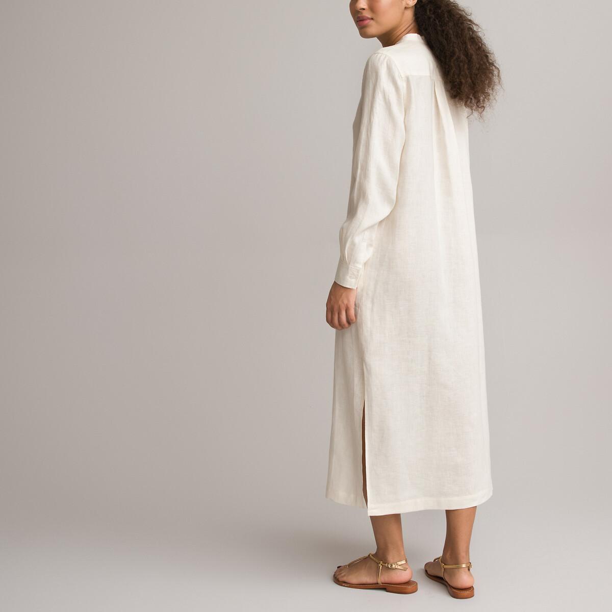 La Redoute Collections Langärmeliges Leinen Maxikleid