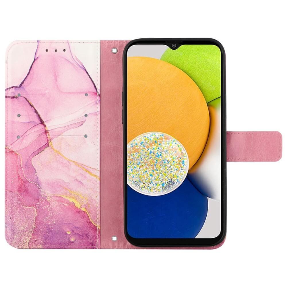 Cover-Discount Galaxy A14 - Leder Hülle Pink Marble