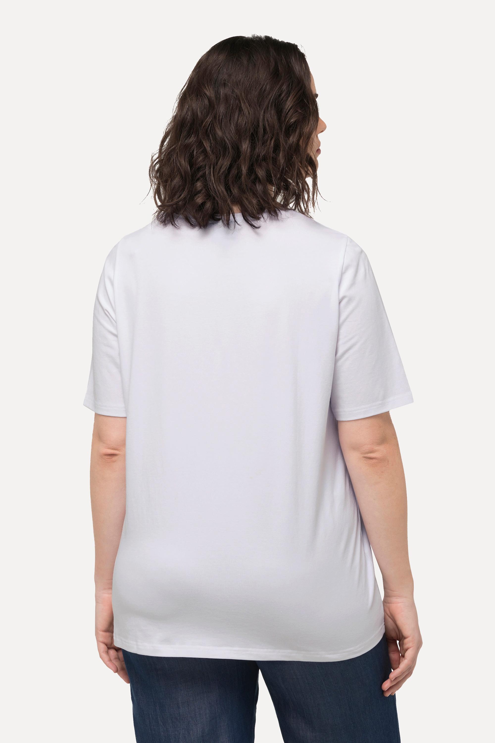 Ulla Popken Good Vibes Only Rundhals Halbarm T-Shirt