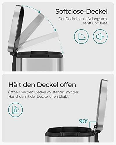 Pricenet Freihändiger 30-Liter-Mülleimer aus Stahl mit doppeltem Öffnungsmechanismus