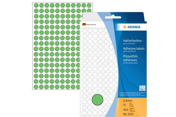 HERMA HERMA Haftetiketten rund 8mm 2215 grün 5632 Stück