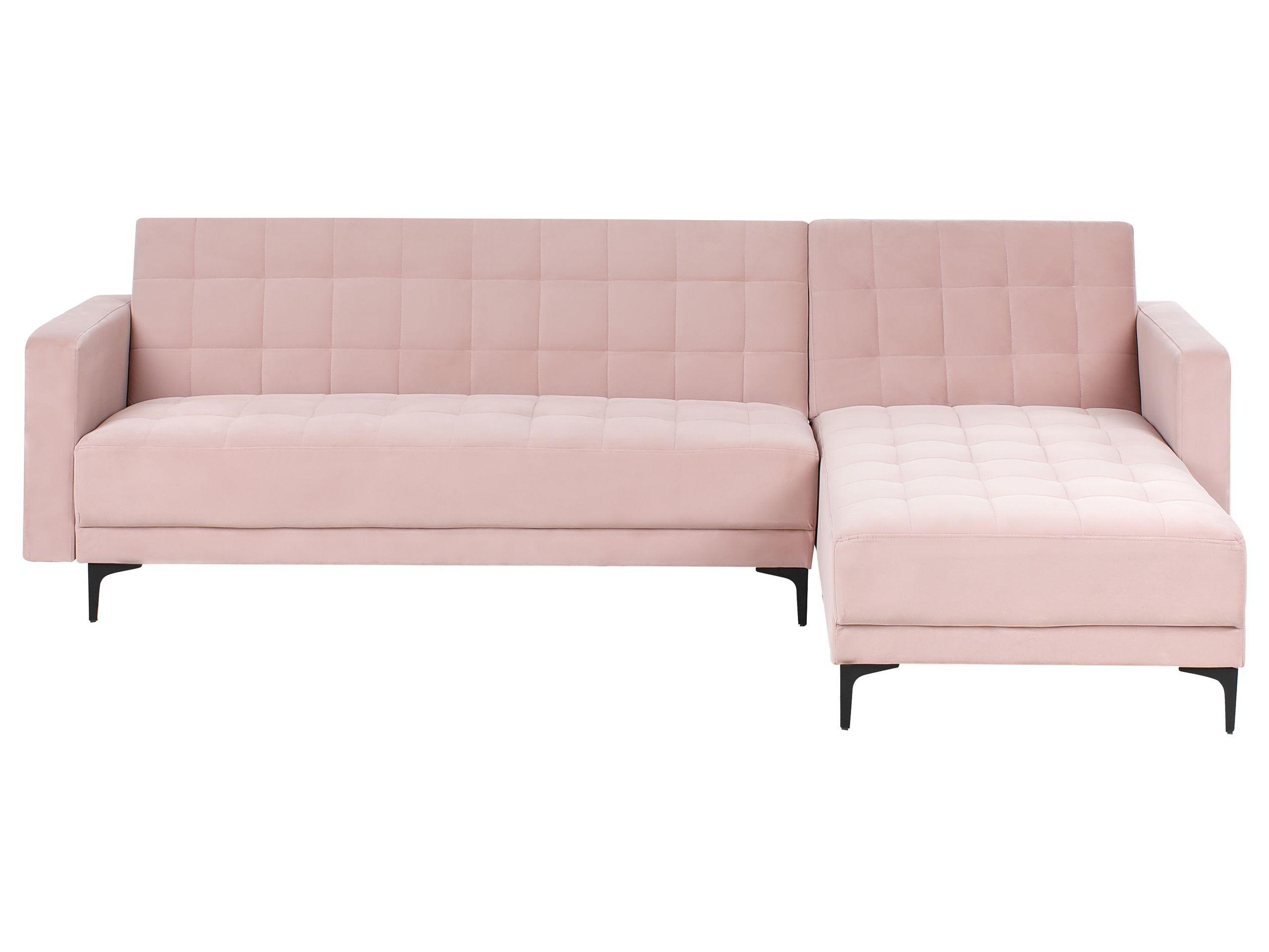 Beliani Linksseitiges Ecksofa aus Samtstoff Modern ABERDEEN