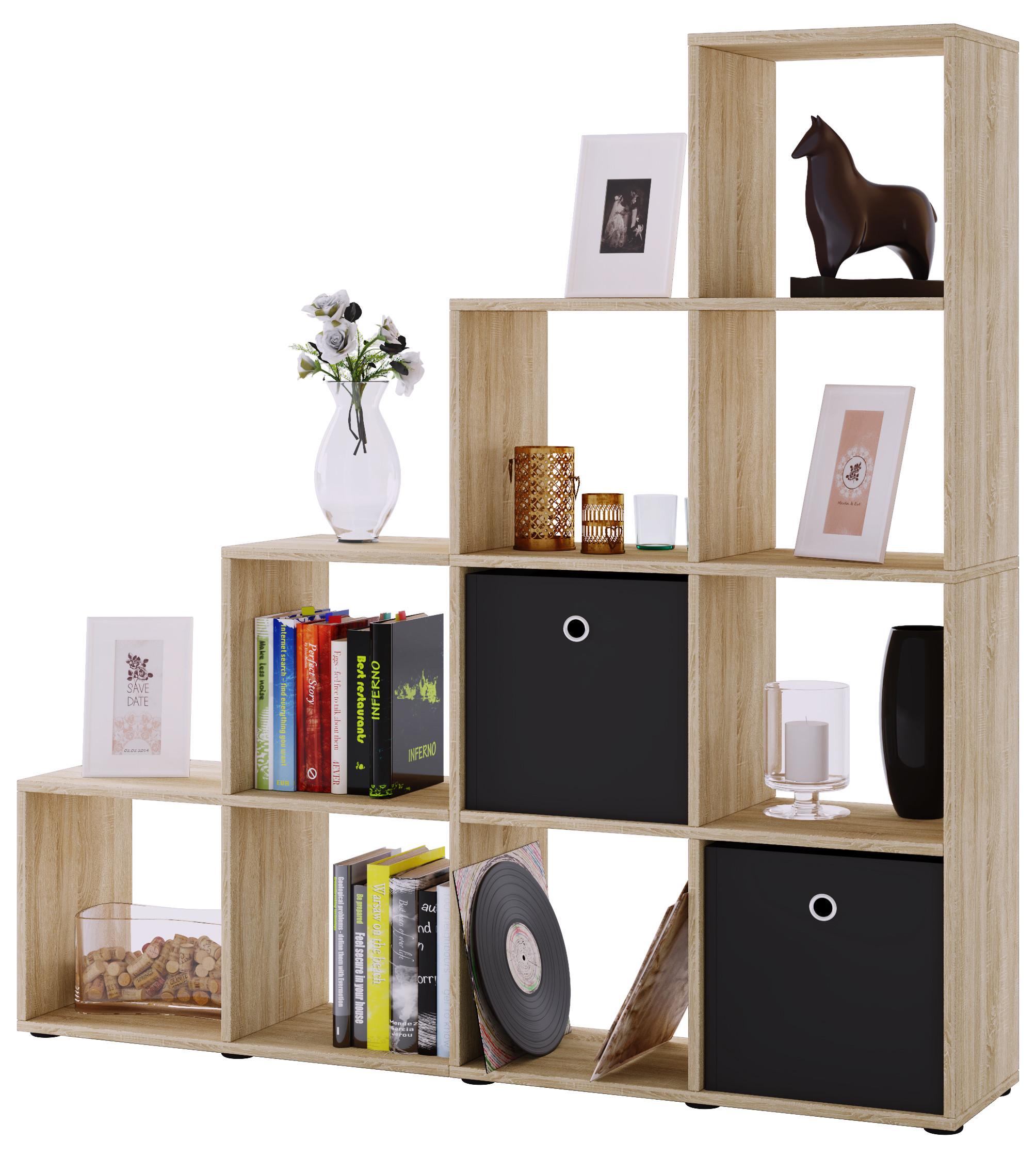 VCM Holzregal stehend | platzsparendes Regal | Maße: H. 139 x B. 143 x T. 29 cm | Elegantes Regal stehend | Aufbewahrungsregal | Bücherregal |